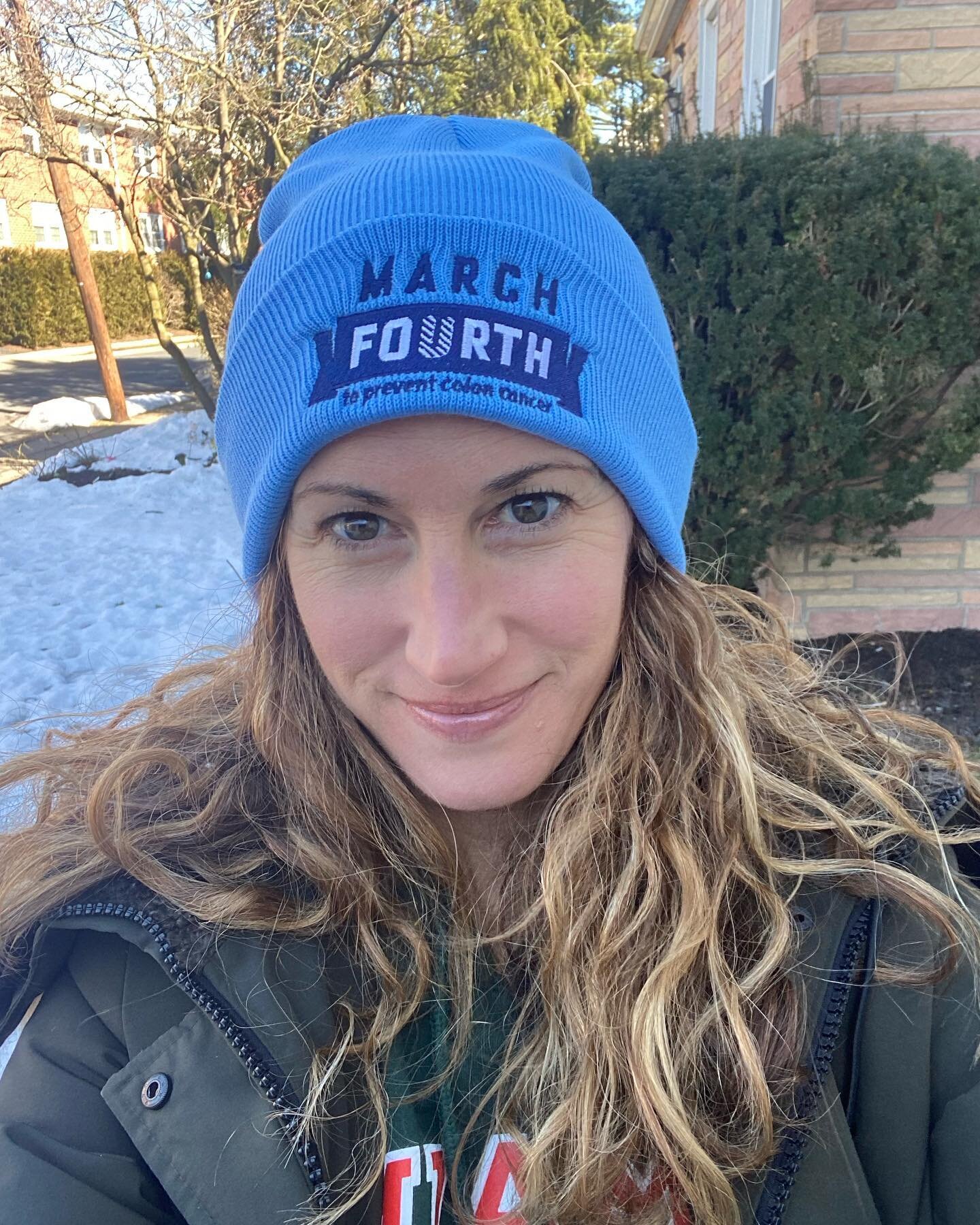 New beanie for #dressinblueday 
to bring awareness to colorectal cancer and support @marchfourthforjoanna and @colorectalcanceralliance&rsquo;s mission to prevent this awful disease. Did you know the recommended age for colorectal screening has been 