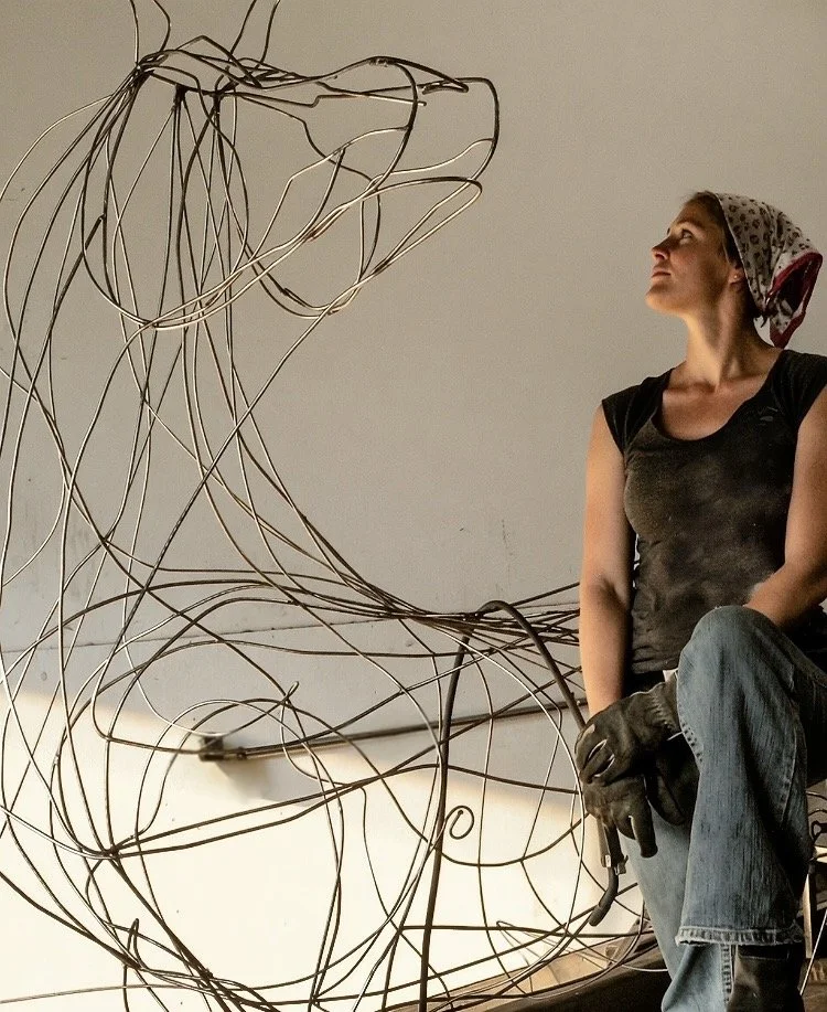 wire horse woman welder.jpeg