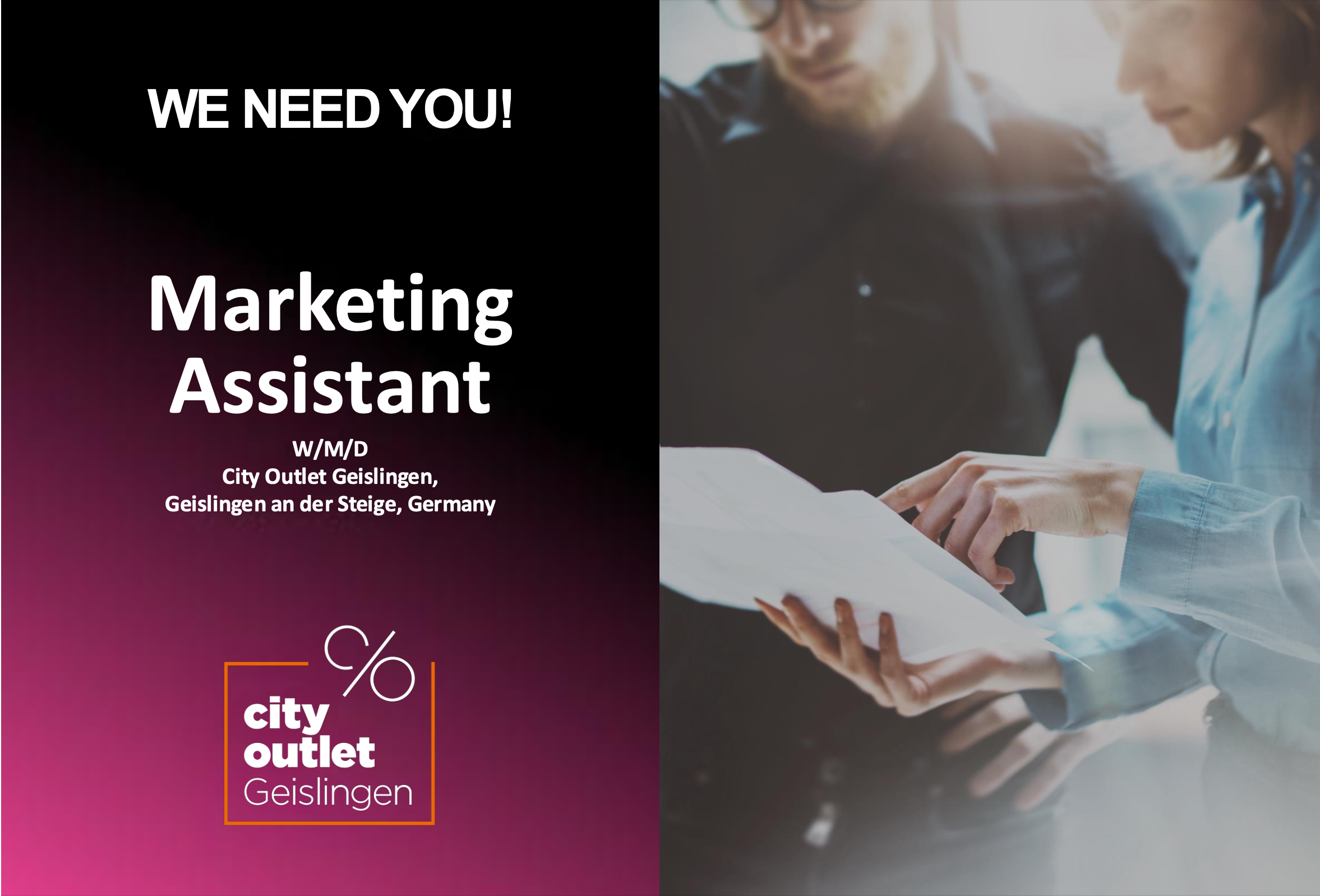 Marketing Assistant (W/M/D)                             City Outlet Geislingen