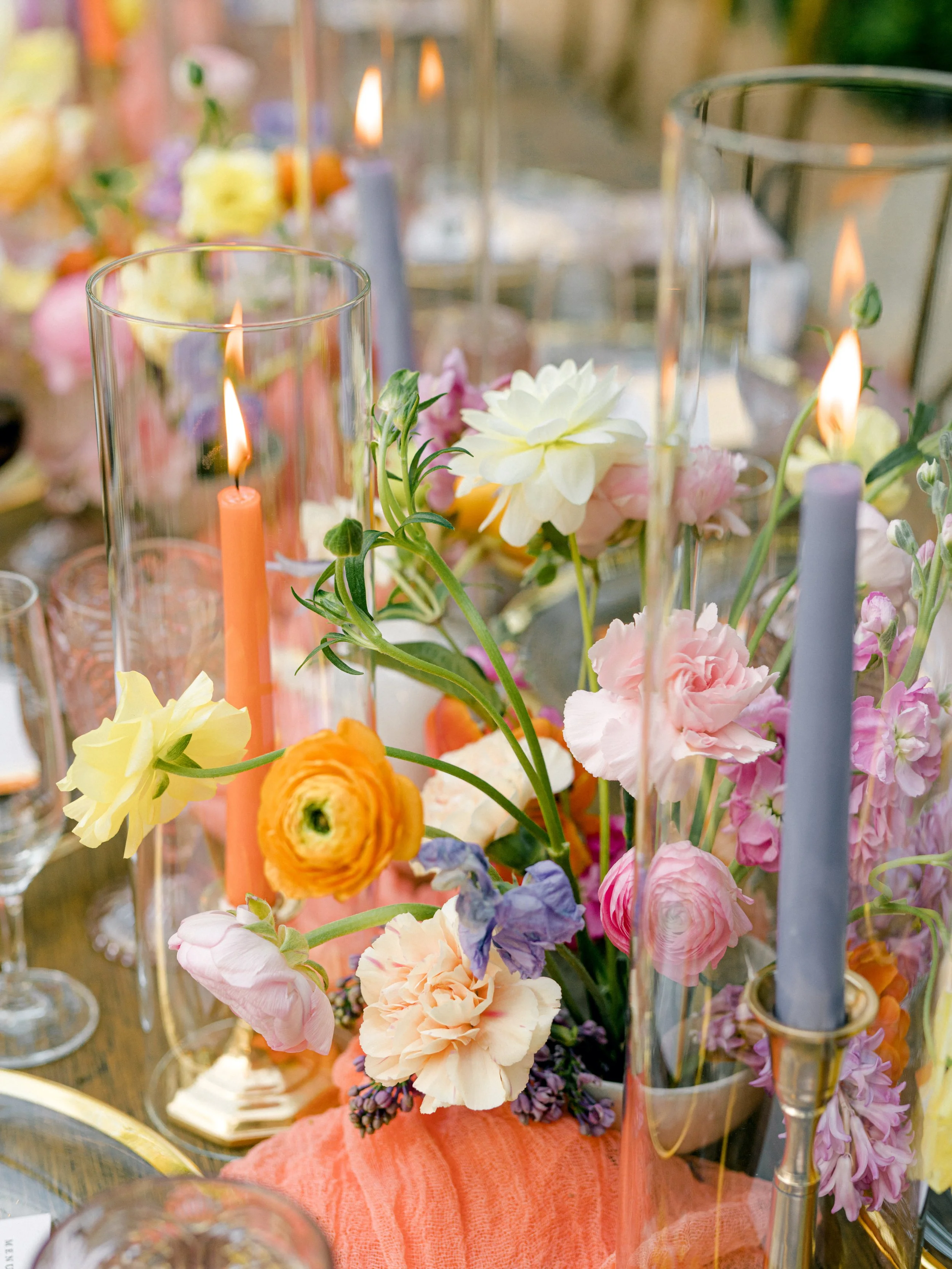 Colorful centerpiece by College Station florist