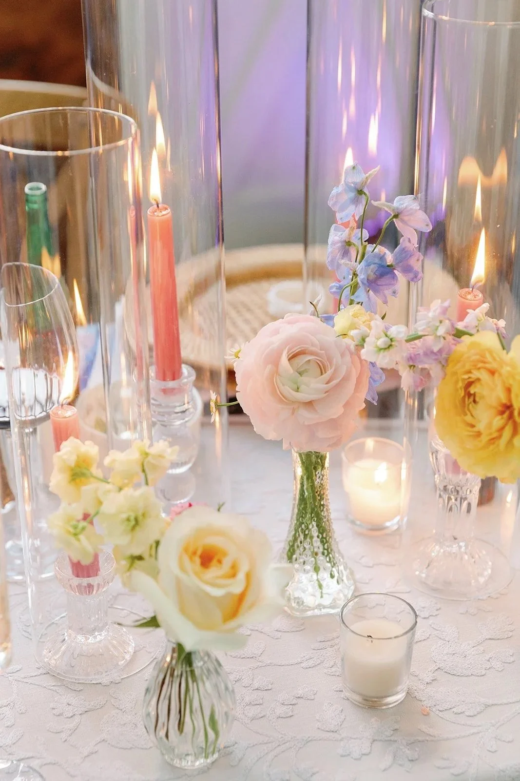 Table details from a reception created by an Austin wedding florist
