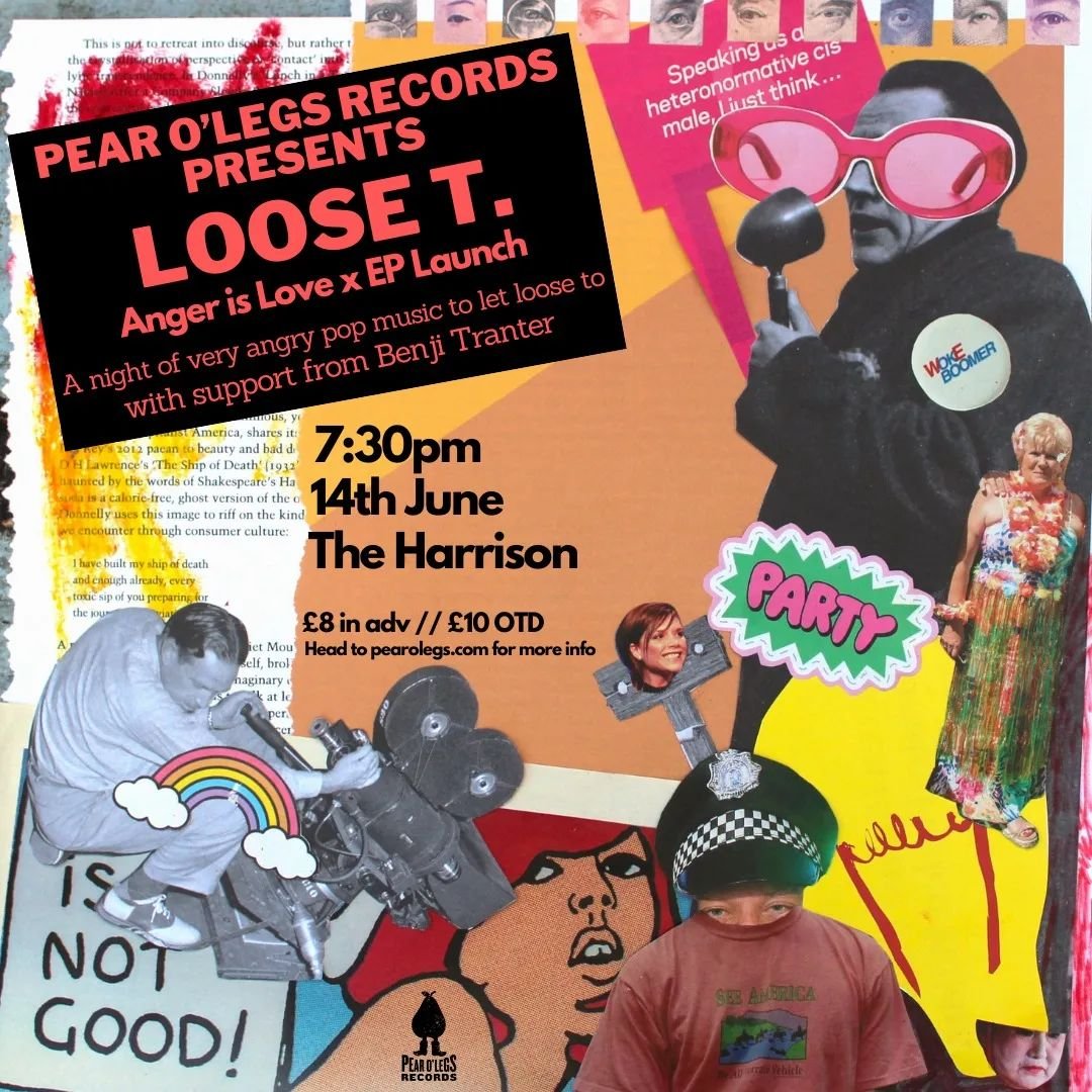 We're back baby!
On Friday the 14th June we're doing a very special night of very angry pop music at @harrisonpub to celebrate the release of Loose T.'s EP!

Loose T. will be joined by @benjitrantermusic , but not as you know him. It's going to be ex