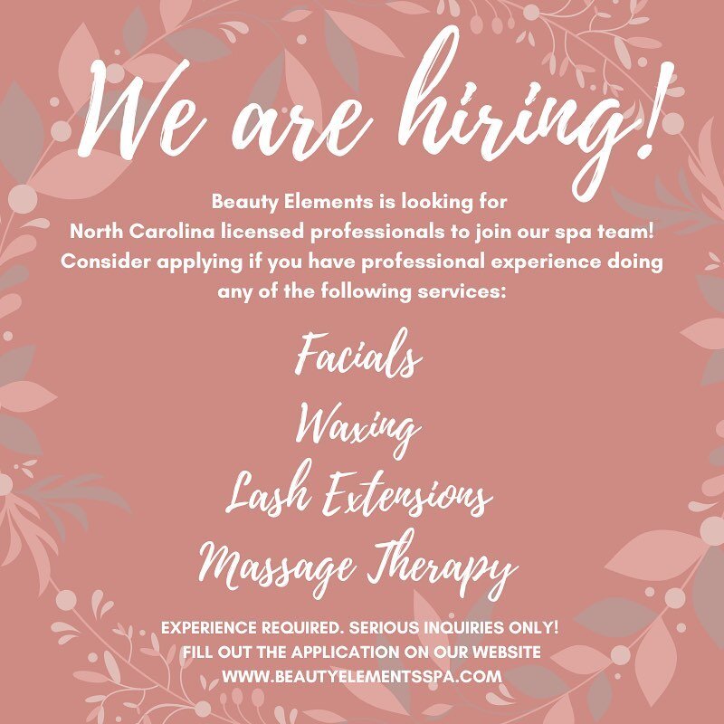 Are you an Esthetician, Lash Artist or Massage Therapist ready to take the next step in your career? We are currently expanding here at Beauty Elements and are looking for highly motivated professionals ready to serve our ever growing clientele. Run 
