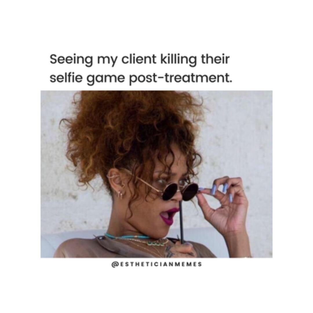 When our clients follow the skincare regimen we work hard to build them to see that skin glowing &gt;&gt;&gt;
#BeautyElements #EstheticianMemes