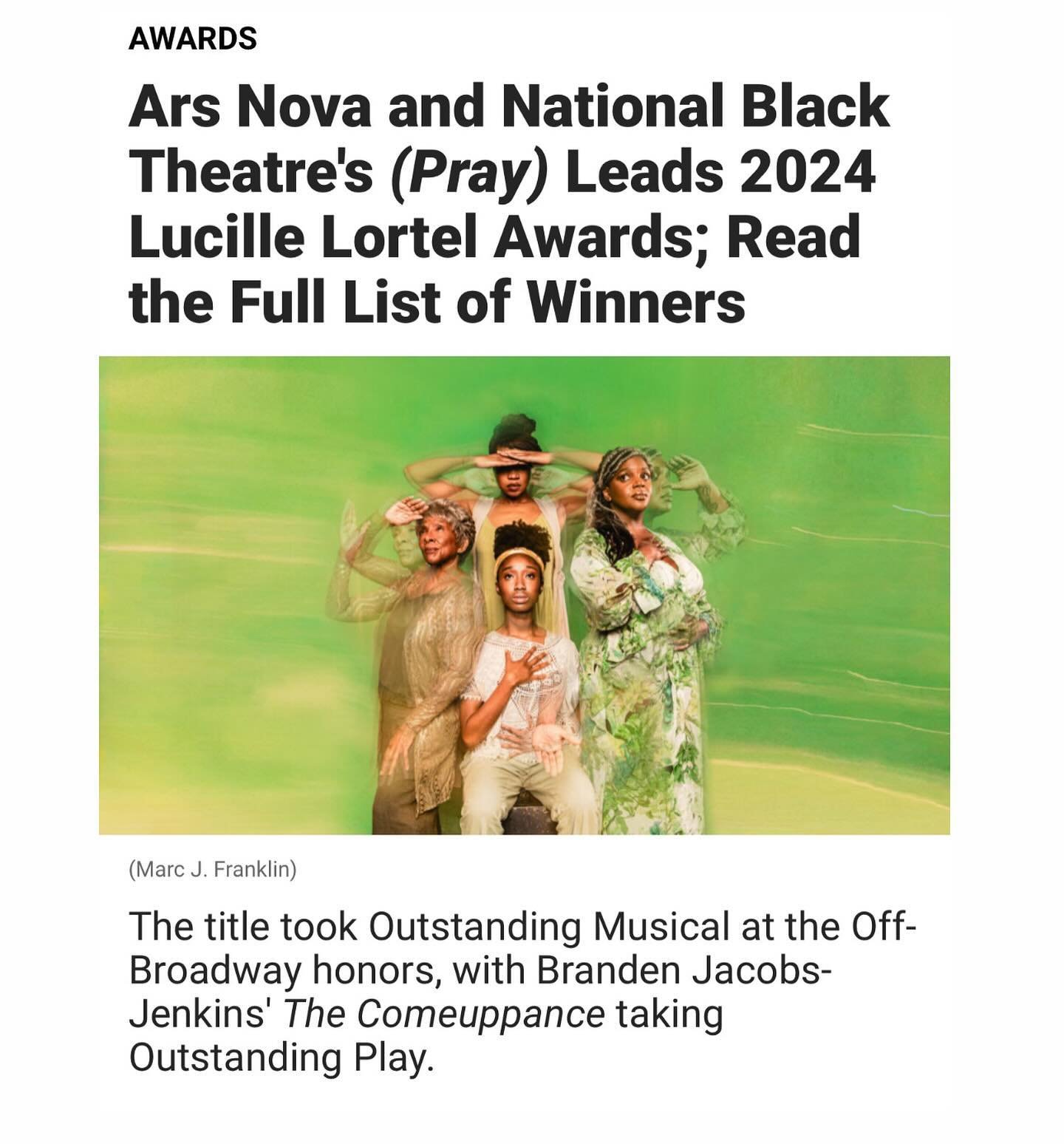 Congratulations to @__s__t__a__r__r___ for their two Lucille Lortel Award wins last night for (pray) - Outstanding Musical &amp; Outstanding Ensemble! ⭐️