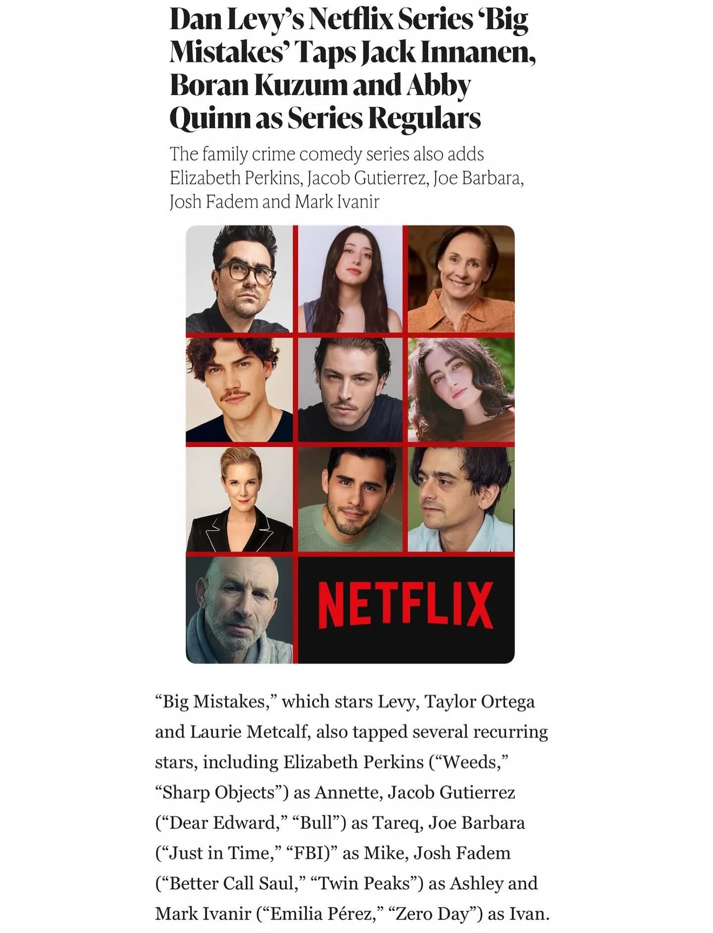 Just announced: @jacobtgutierrez joins the recurring cast of BIG MISTAKES on Netflix! Congratulations, Jacob! ⭐️ 
via @thewrap / @netflix