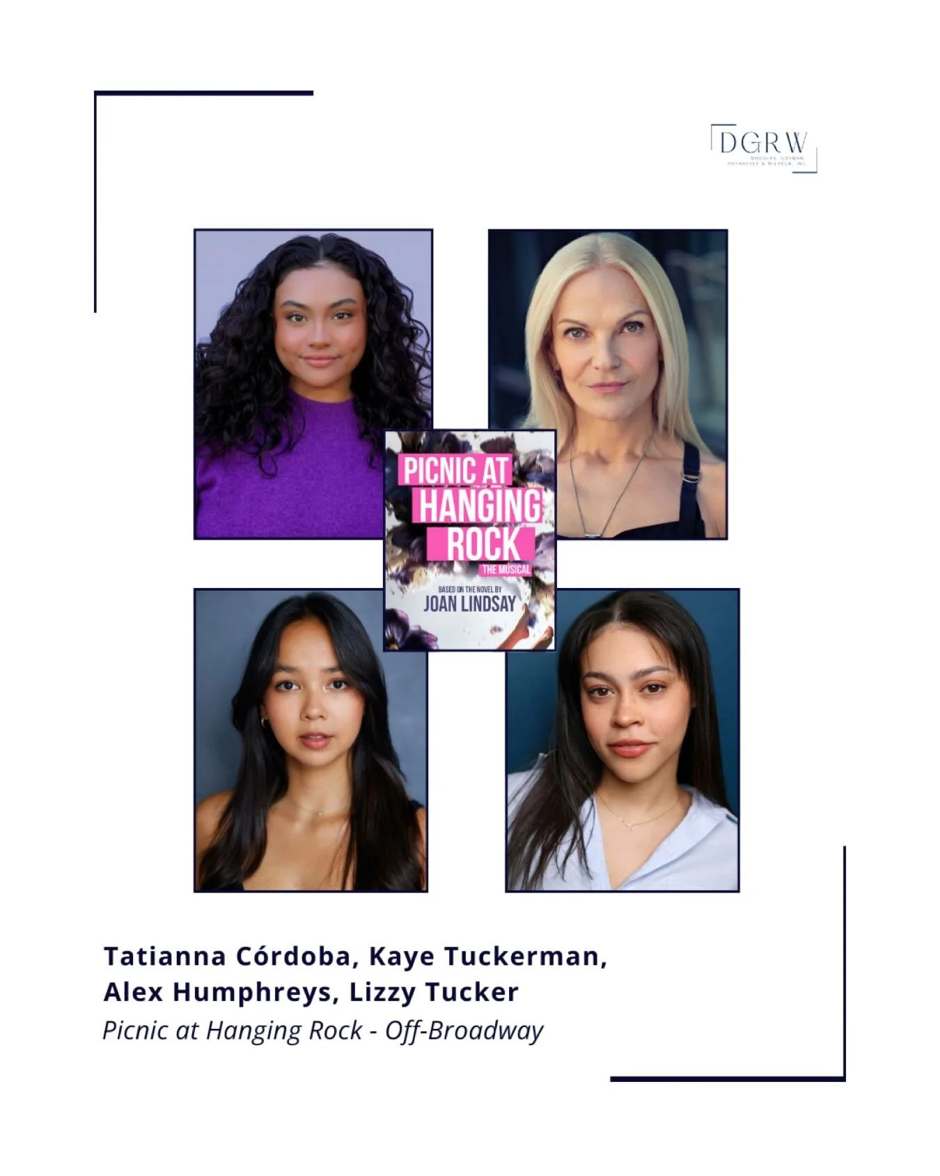 Wishing a Happy Opening Night to @tatiannasophia, @kayetuckerman, @alex.humphreyss, &amp; @lizzytuckerr in the new off-Broadway musical PICNIC AT HANGING ROCK! ⭐️