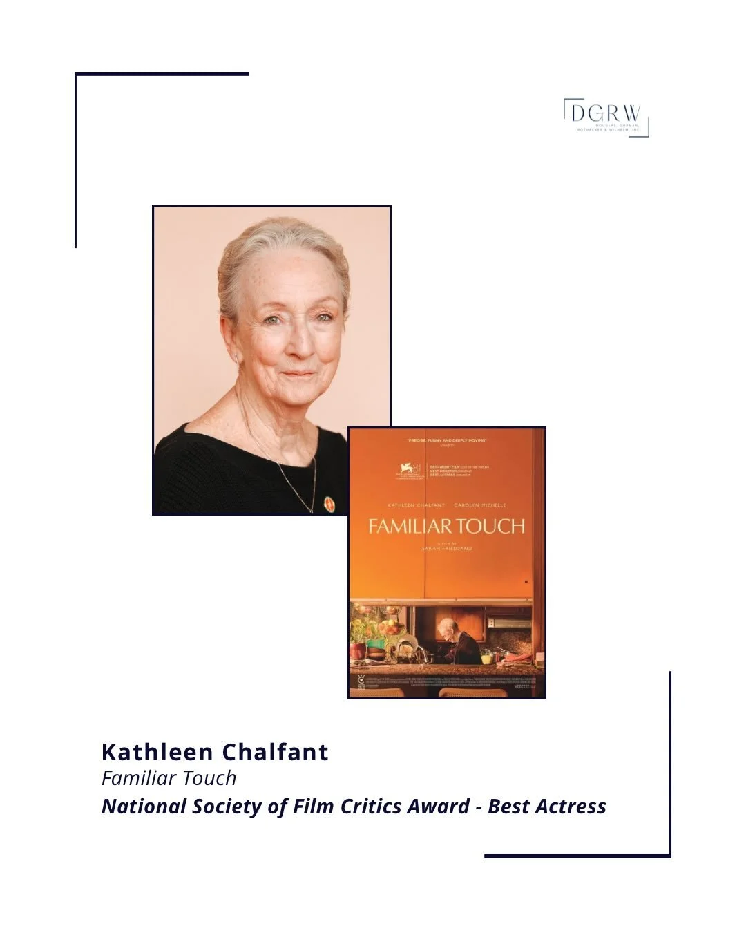 Thrilled to share that Kathleen Chalfant has won the National Film Critics Award for Best Actress for her star turn in FAMILIAR TOUCH. Congratulations, Kathy! ⭐️ (via @variety, @goldderby)