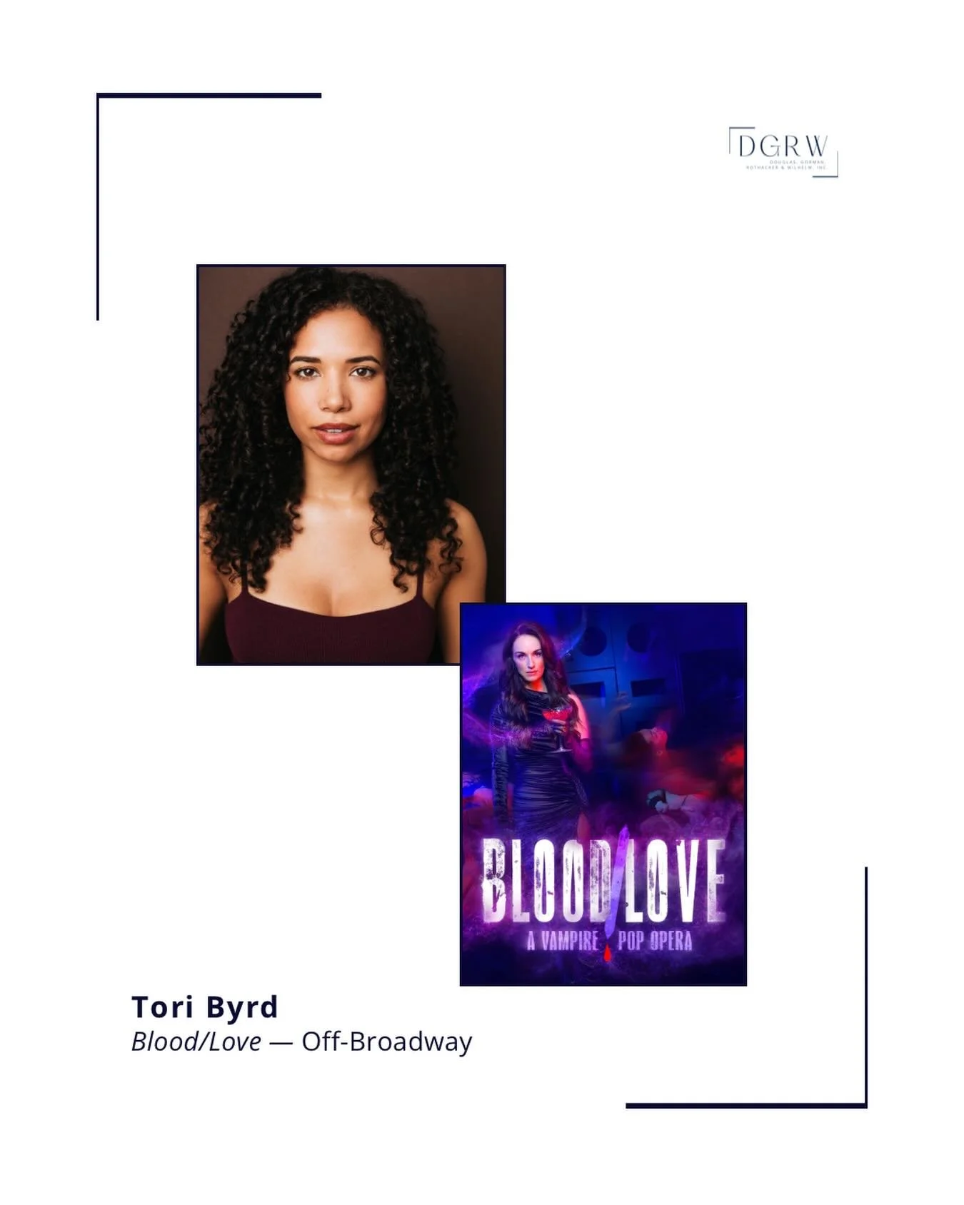 Wishing a Happy Opening Night to @tori_the_byrd in the off-Broadway production of @bloodloveshow! ⭐️