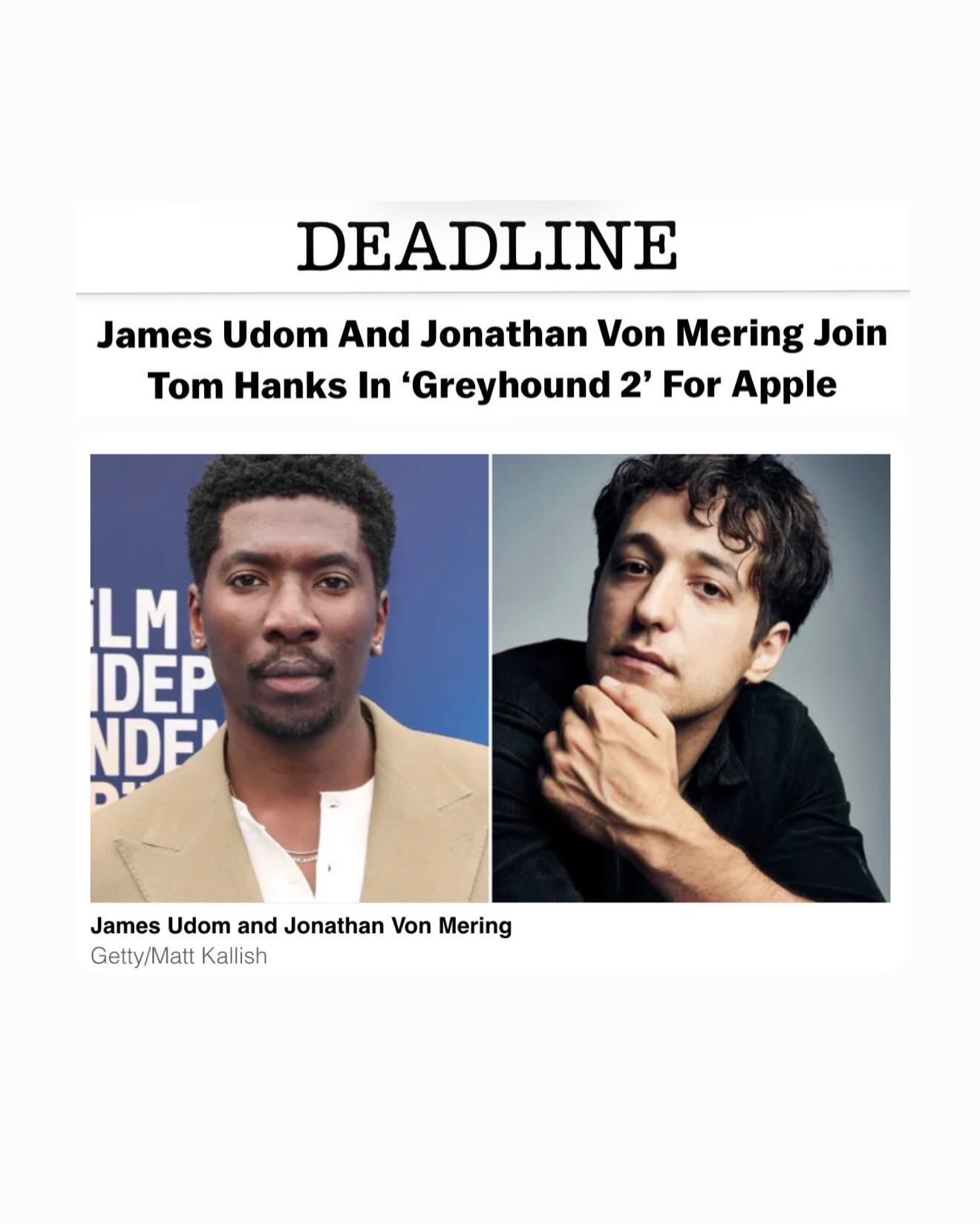 Just announced: @jonathanvonmering joins Tom Hanks in the cast of GREYHOUND 2! ⭐️ via: @deadline