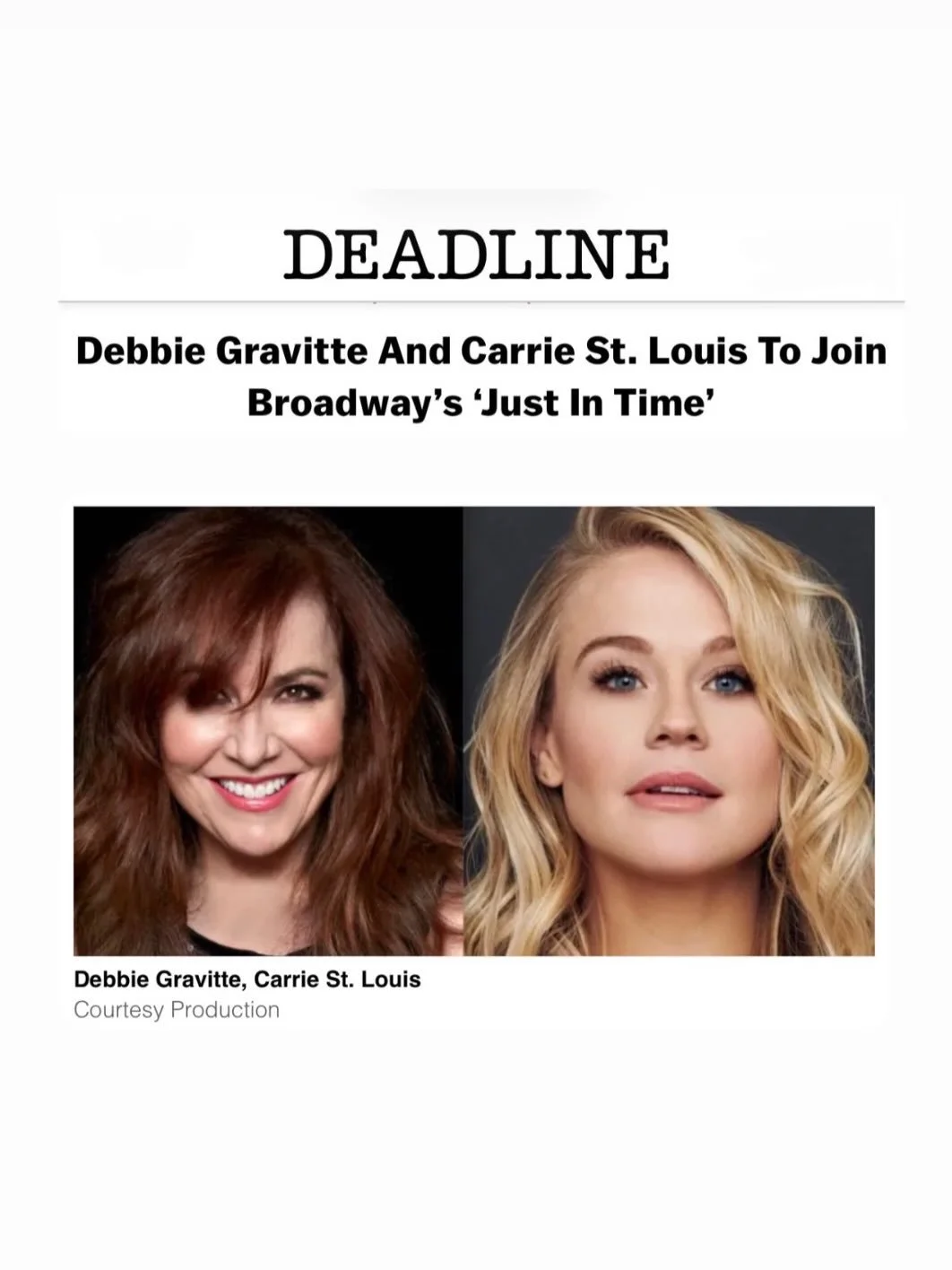 Just announced: @carriestlouis will star as Sandra Dee in @justintimebway! Via: @deadline