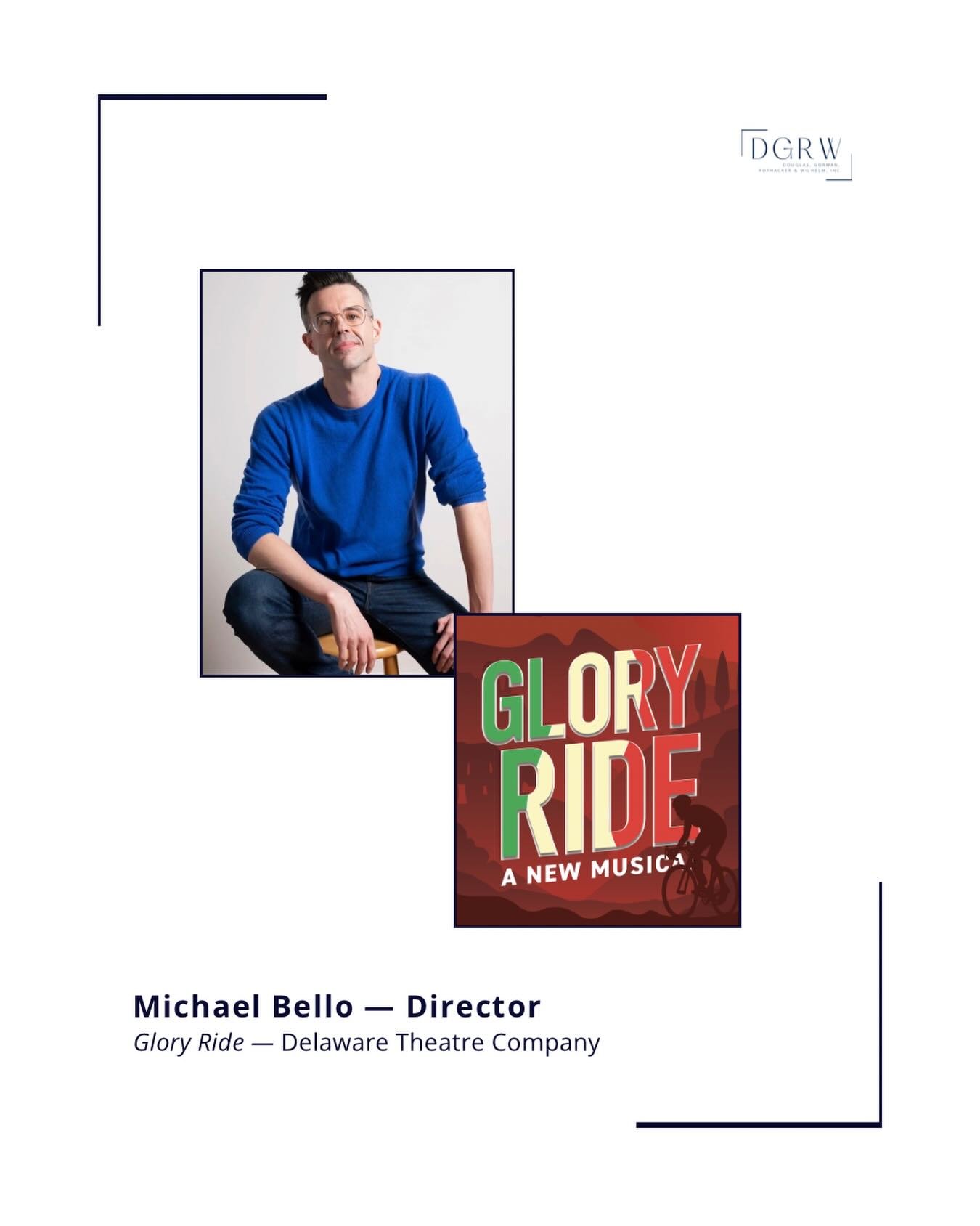 Congratulations to @mikeabello - director of @gloryrideshow, opening tonight at @delawaretheatrecompany! ⭐️