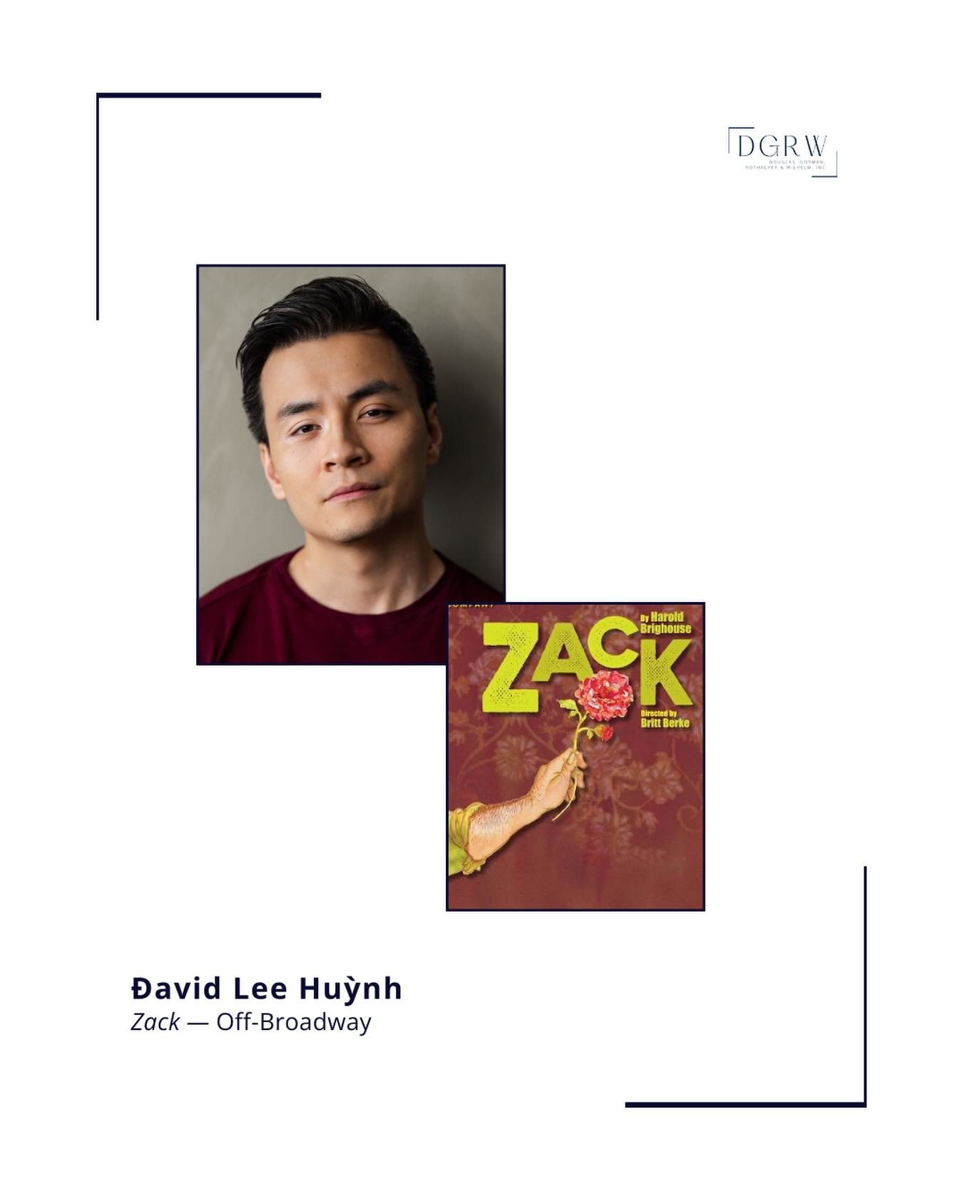 Congratulations to @huynhsome on this weekend&rsquo;s opening of ZACK off-Broadway! ⭐️
