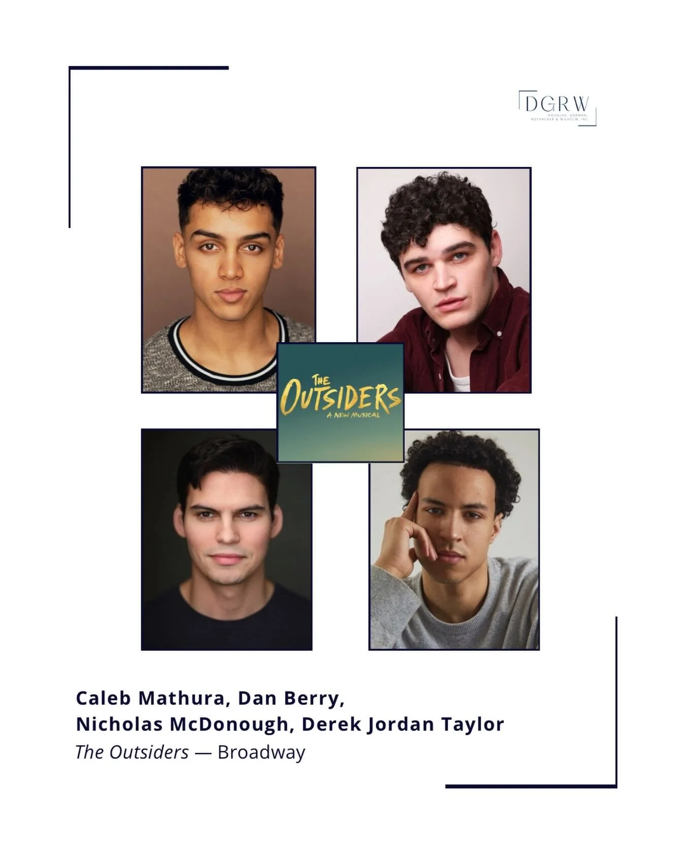 Congratulations to @caleb.mathura, @danberry.j, @njmcdonough, &amp; @imderekjordan who officially join @outsidersmusical on Broadway tonight! ⭐️