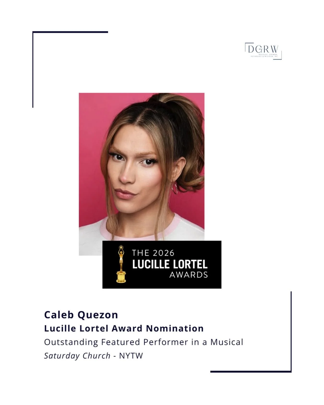 Congratulations to @starquezon - nominated for Outstanding Featured Performer in a Musical for SATURDAY CHURCH at @nytw79! ⭐️