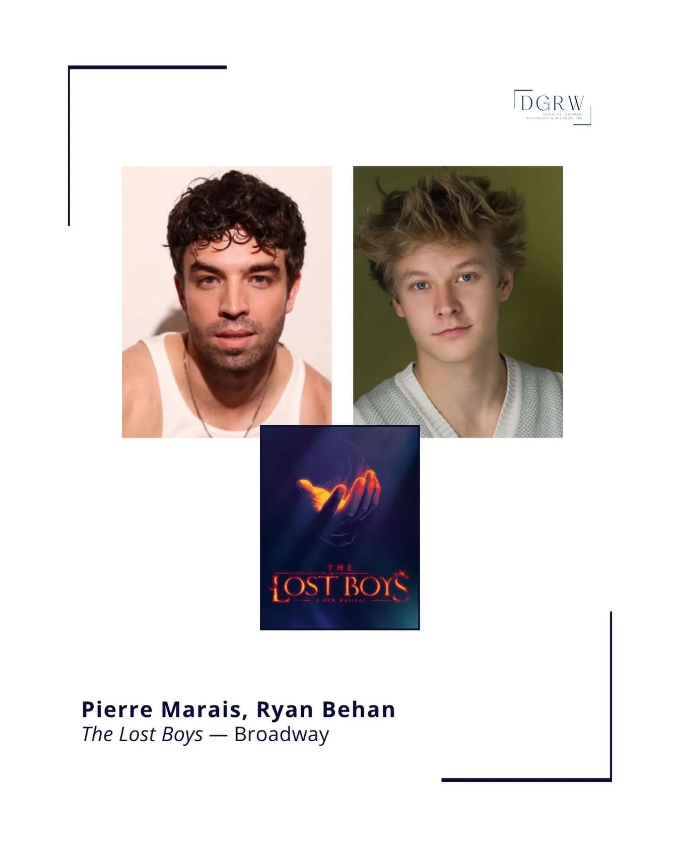 Wishing a Happy Opening Night to @pierre_marais &amp; @ryanmbehan in @lostboysmusical on Broadway! ⭐️