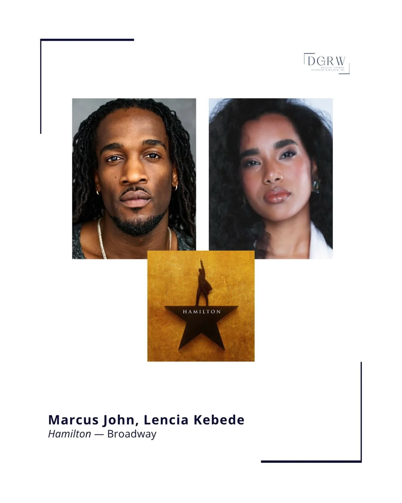 Congratulations to @broadwybriddell &amp; @lenciakebede who join the Broadway company of @hamiltonmusical tonight as Alexander Hamilton and Angelica Schuyler! ⭐️