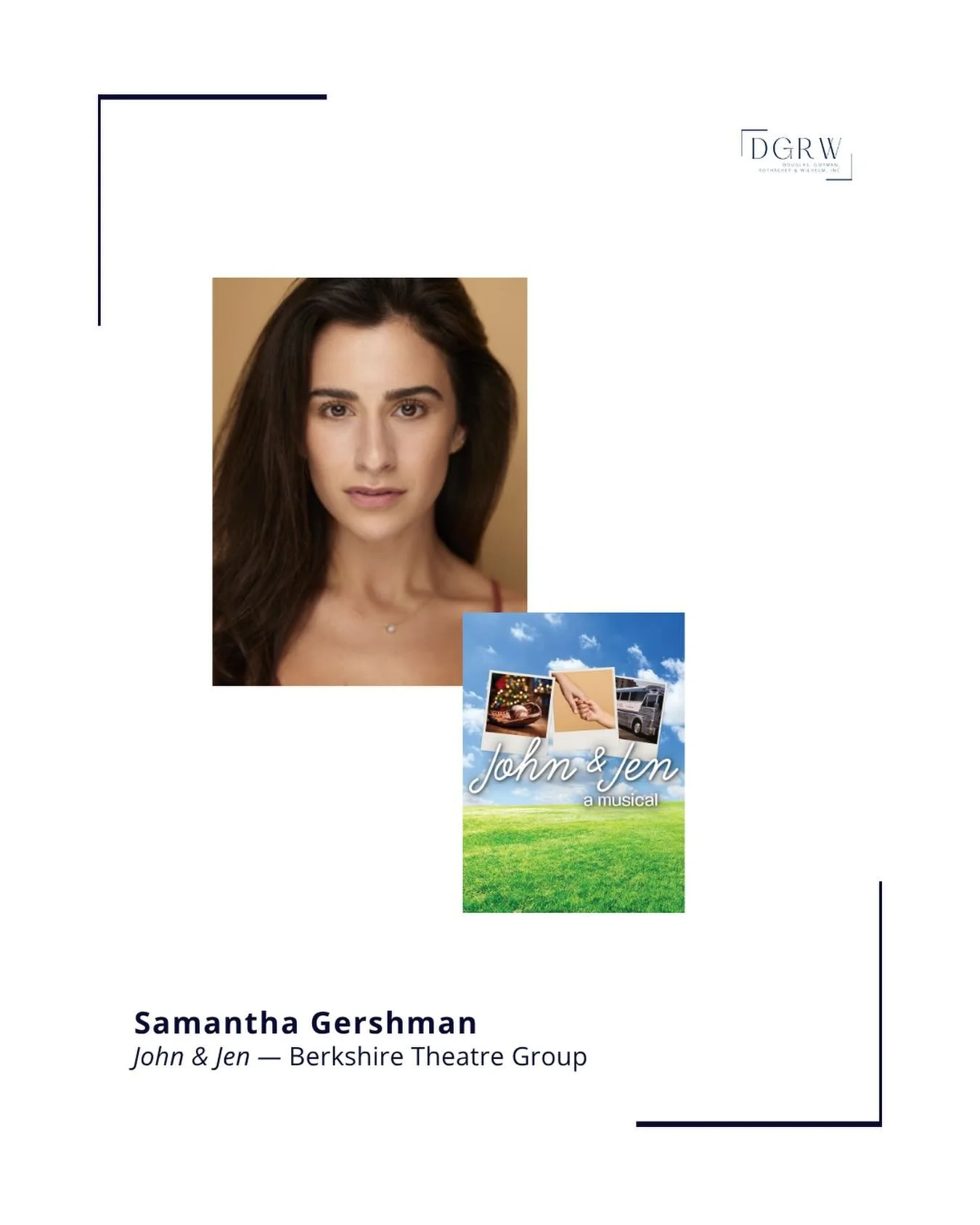 Samantha Gershman stars as Jen in JOHN &amp; JEN - opening tonight at @berkshiretheatregroup! ⭐️