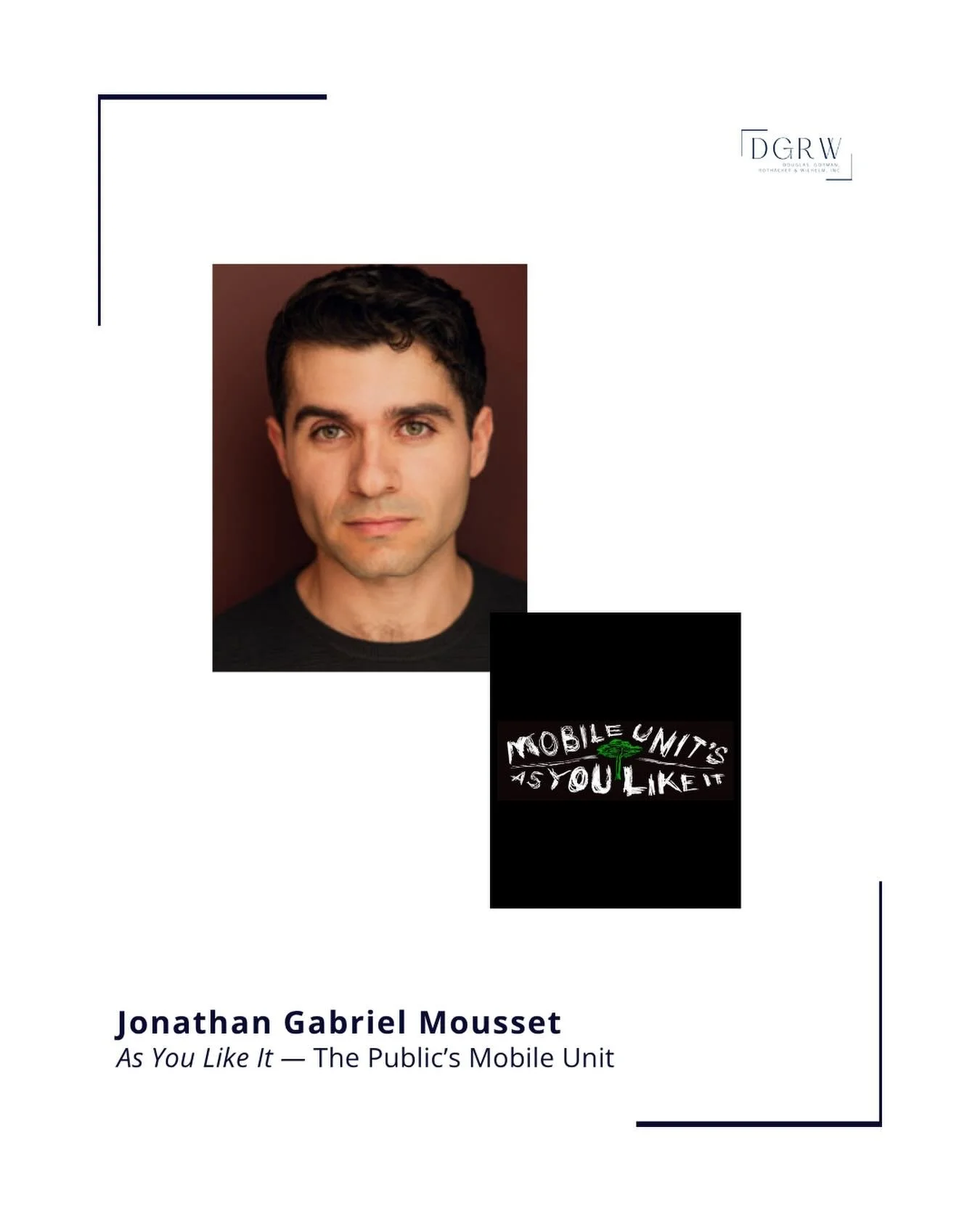 Congratulations to @jonathangmoussetnyc who begins performances of AS YOU LIKE IT with @publictheaterny Mobile Unit! ⭐️
