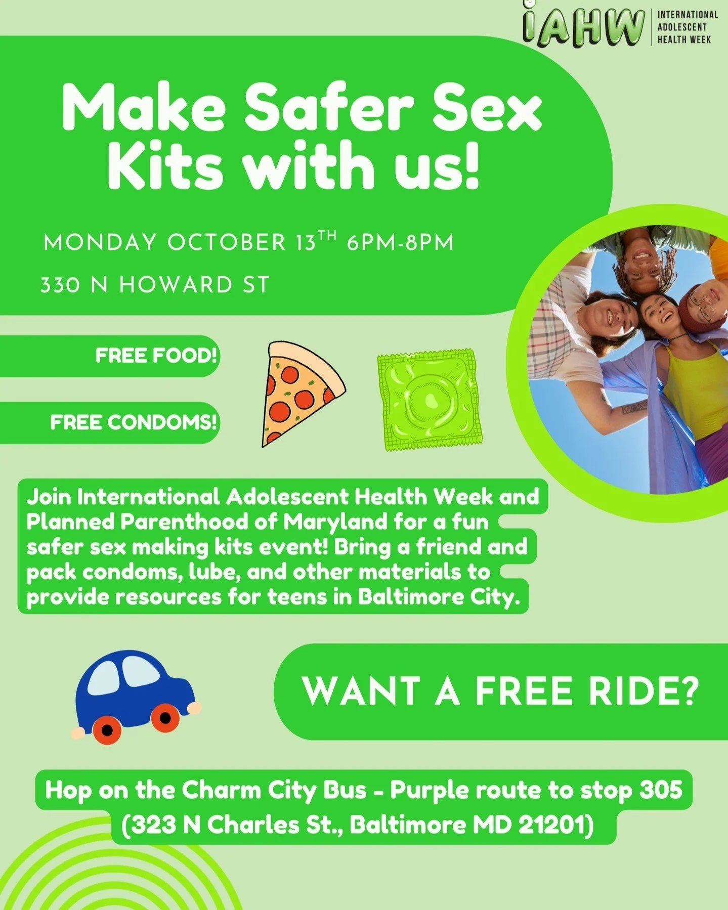 Looking for something worthwhile to do? Wanna help promote better sexual health? Join this free event. Free food! Free condoms! New friends!
#baltimoreevents #youthevents #sexualhealth #bmorehealth #IAHW