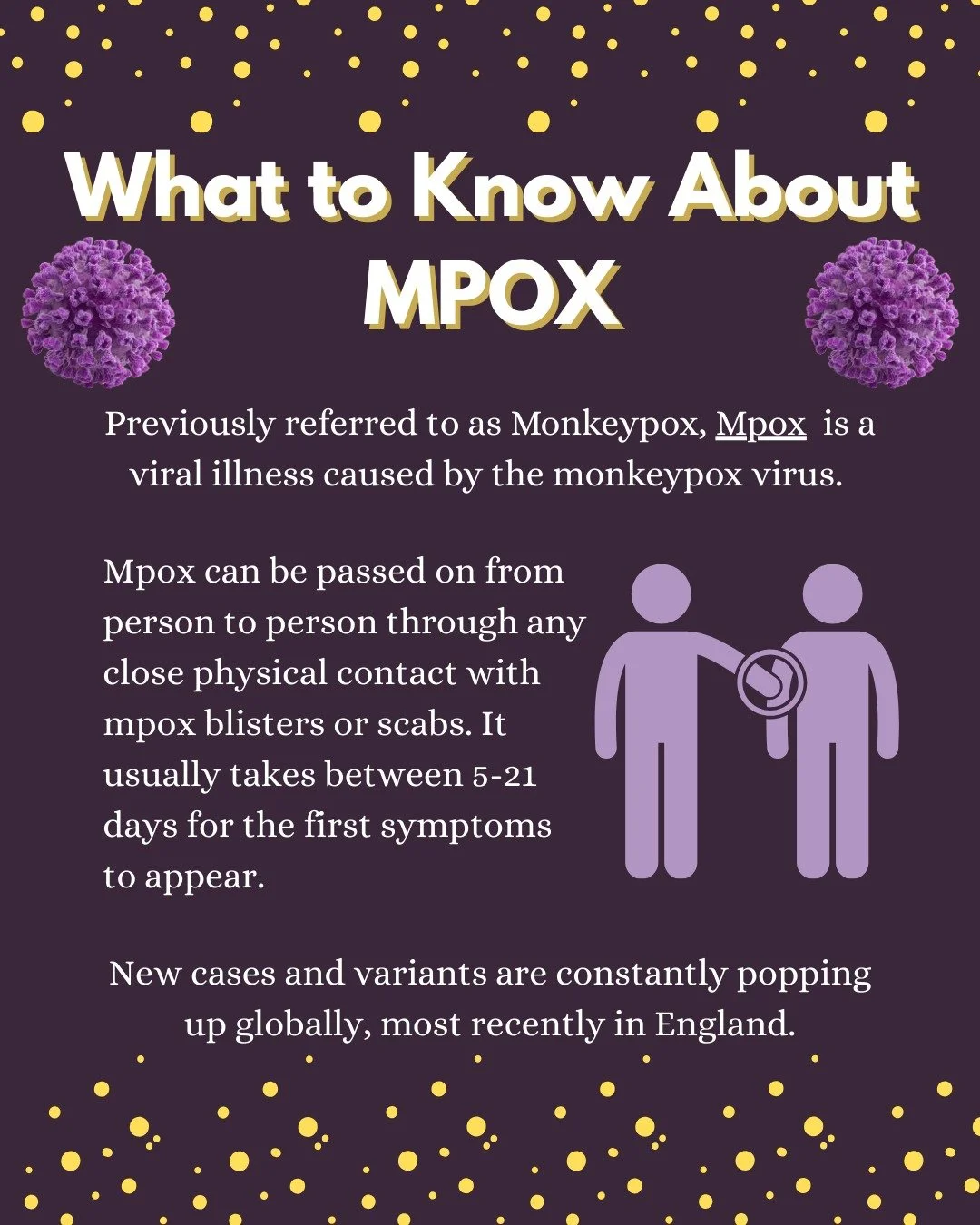Help avoid another pandemic. Be mindful and stop the spread of Mpox. 

#viruses #globalhealth #mpoxawareness