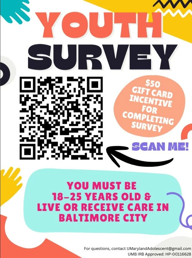 We wanna know your experience accessing healthcare in the Baltimore City area! Scan the QR code or follow the link below!

http://bit.ly/4svJcT4