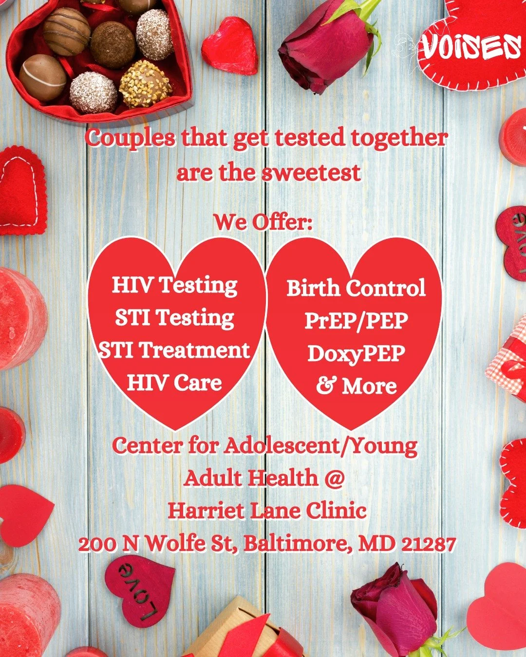 Caring about your sexual health is sexy. Don't ruin the mood; know your status!

#VOISES #STItesting #HIVprevention #valentinesday❤️ #youthhealth