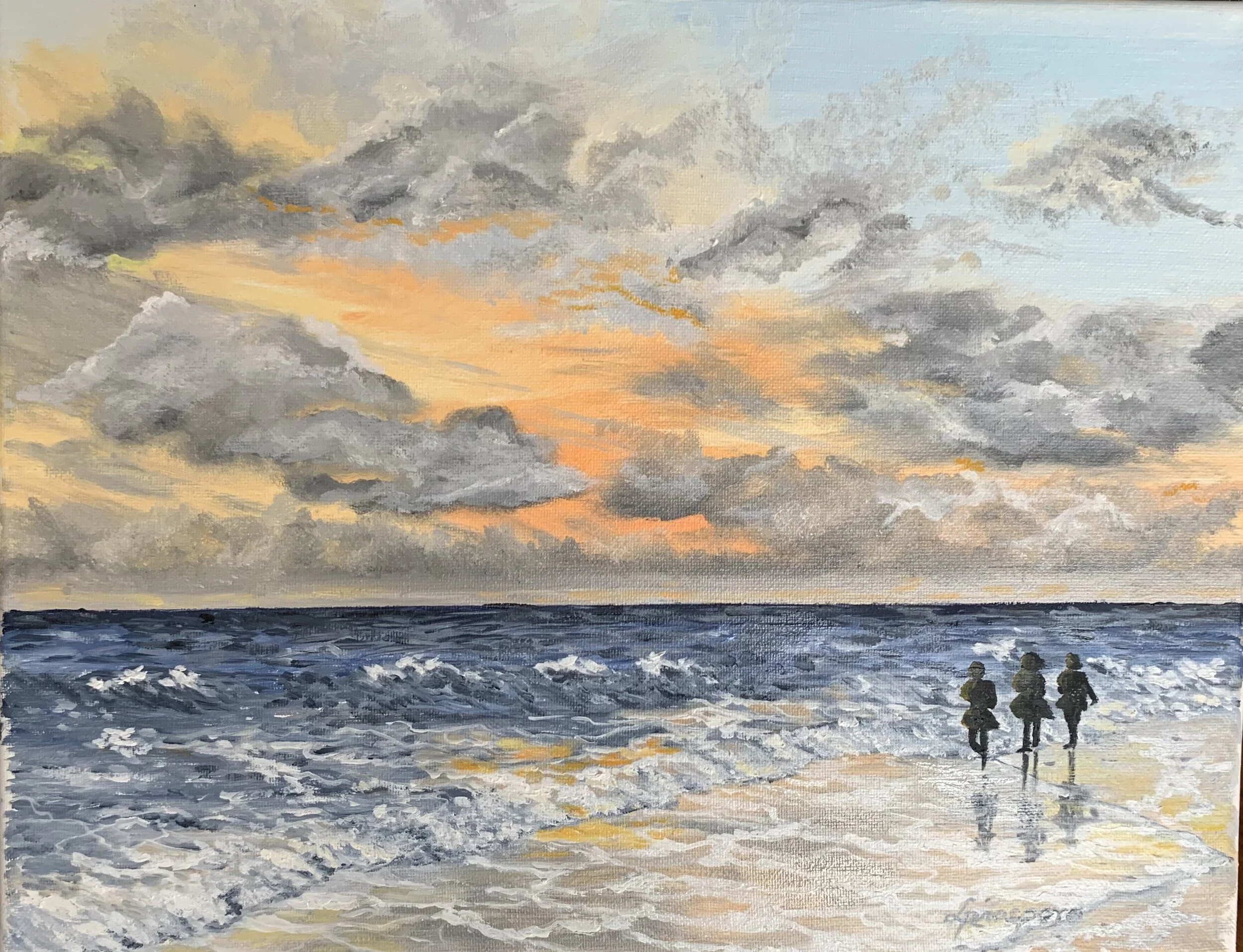 "Sunset Stroll" 11" x 14" oil on canvas 