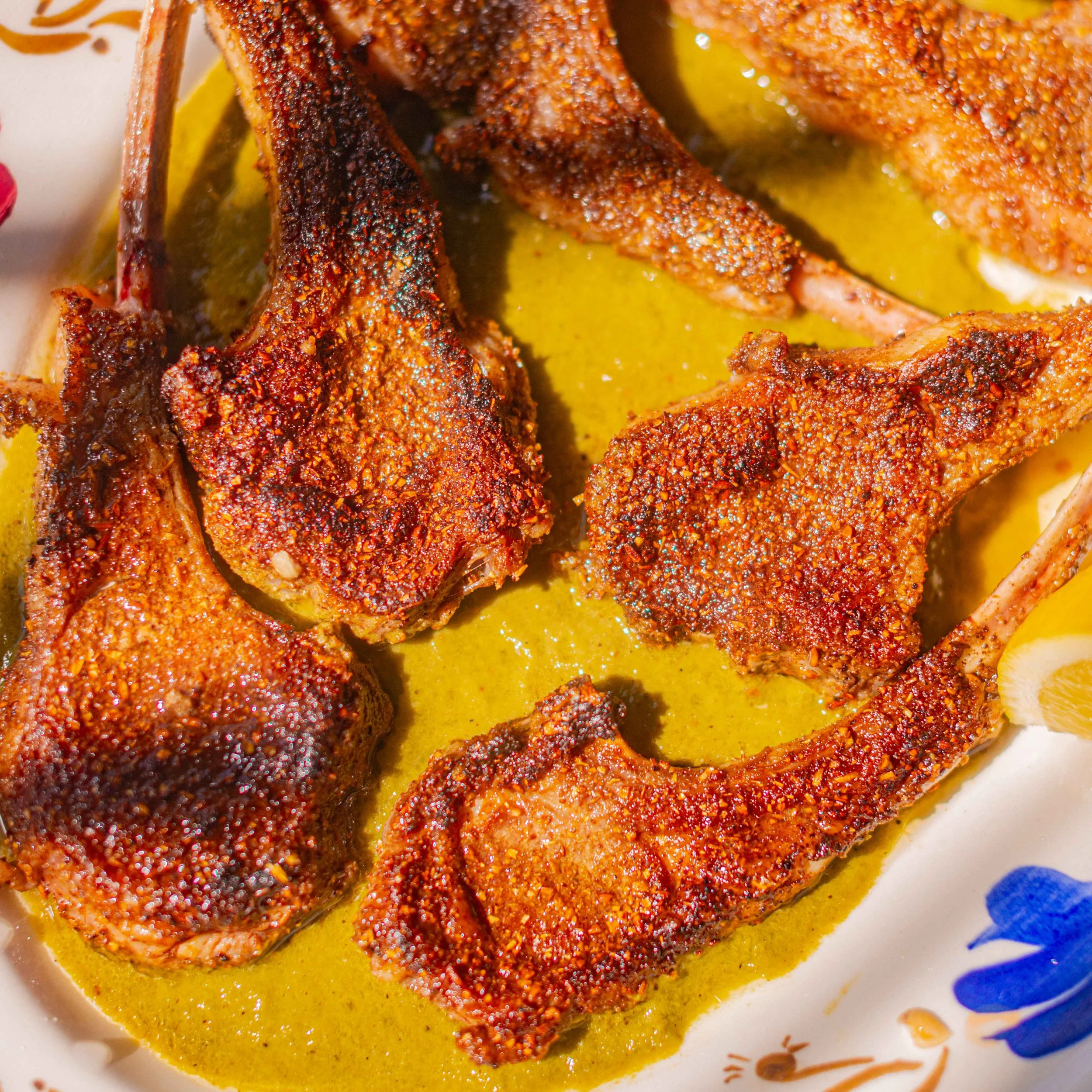 Spice Crusted Lamb with Cilantro Habanero Sauce