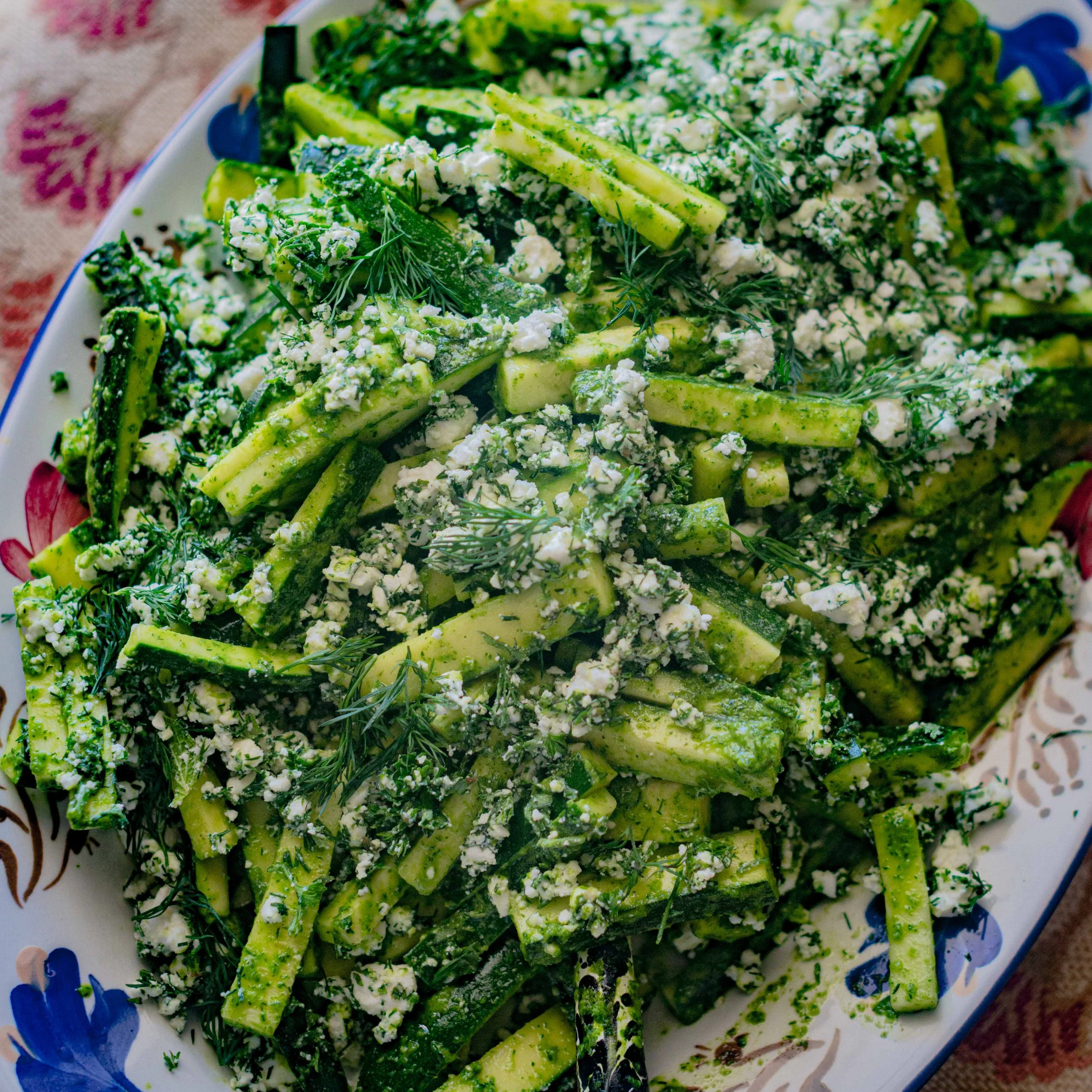 MARINATED ZUCCHINI W/ HERBY FETA TOPPING