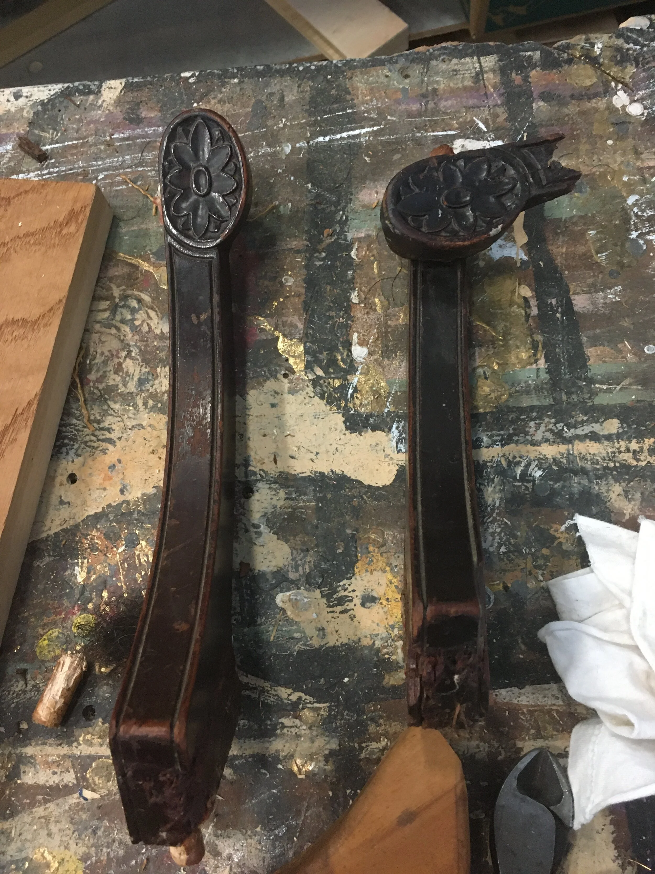 Arms deconstructed for restoration