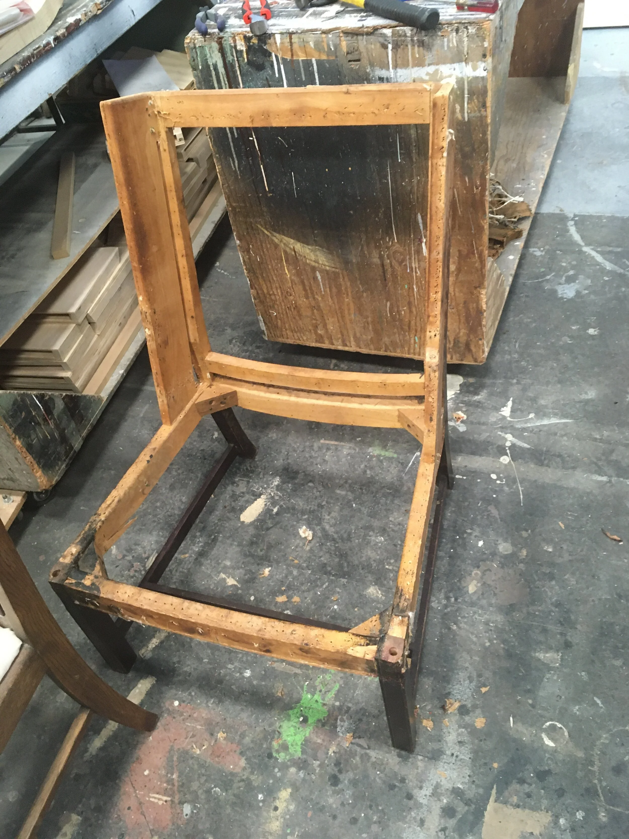 Chair stripped, arms removed