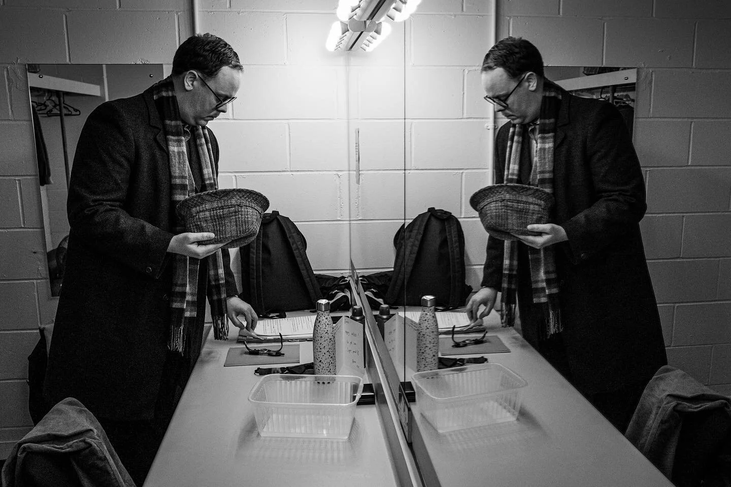 @littlevoiceuk understudy @jamesrobmoore has a last glance before he&rsquo;s on for Mr. Boo. Covid strikes the cast. @leicaqcamera #behindthescenes