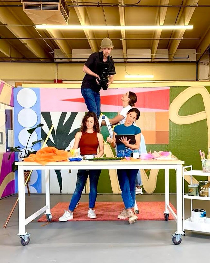 Big things, y&rsquo;all. We moved our studio in March (😱 it&rsquo;s so dang great 😄). We&rsquo;re building more installations. We&rsquo;re designing our biggest mural yet (a building wrap!). And here we are BTS with @jacksonhousefilms shooting in o