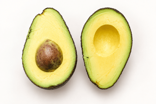 Halved avocado topping
