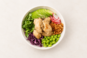 Roasted chicken torched warm bowl