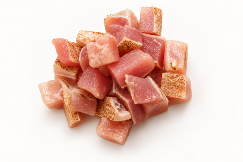 Fresh cubed tuna for a build your own poke bowl