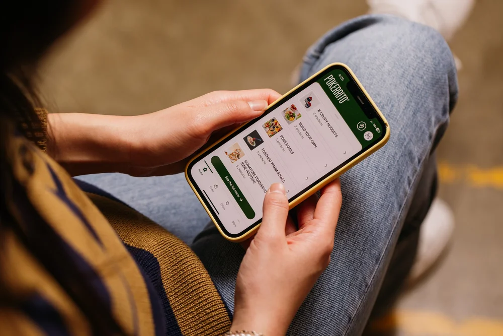A guest ordering Pokerrito on the mobile app