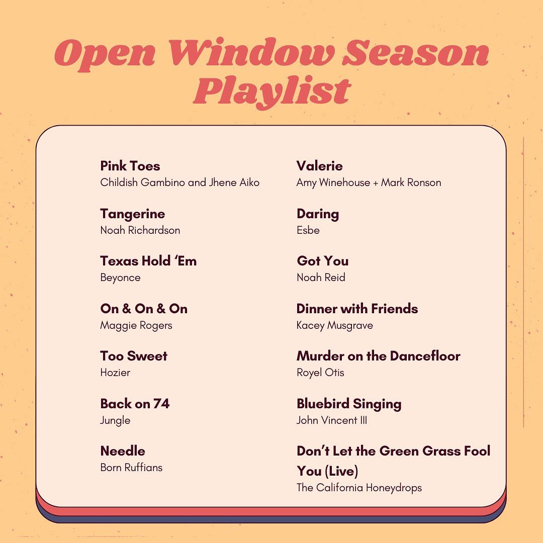 Don&rsquo;t know about you, but we&rsquo;re throwing our windows open this weekend and playing this sweet playlist 🎶 🌷 ☀️