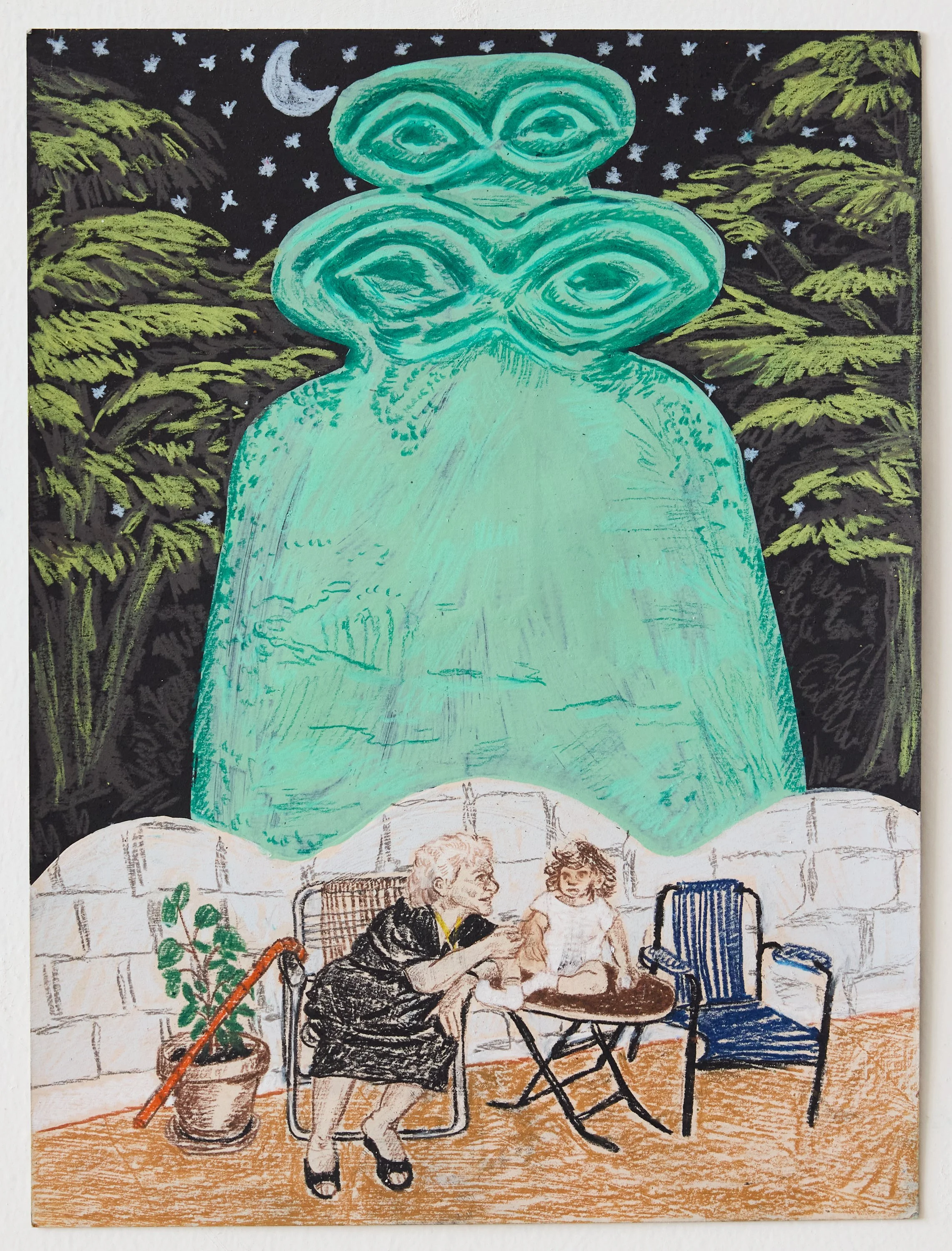 "Levantine Love" / 9"x12" / Acrylic Paint, Wax Crayon and Colored Pencil on Paper / 2024