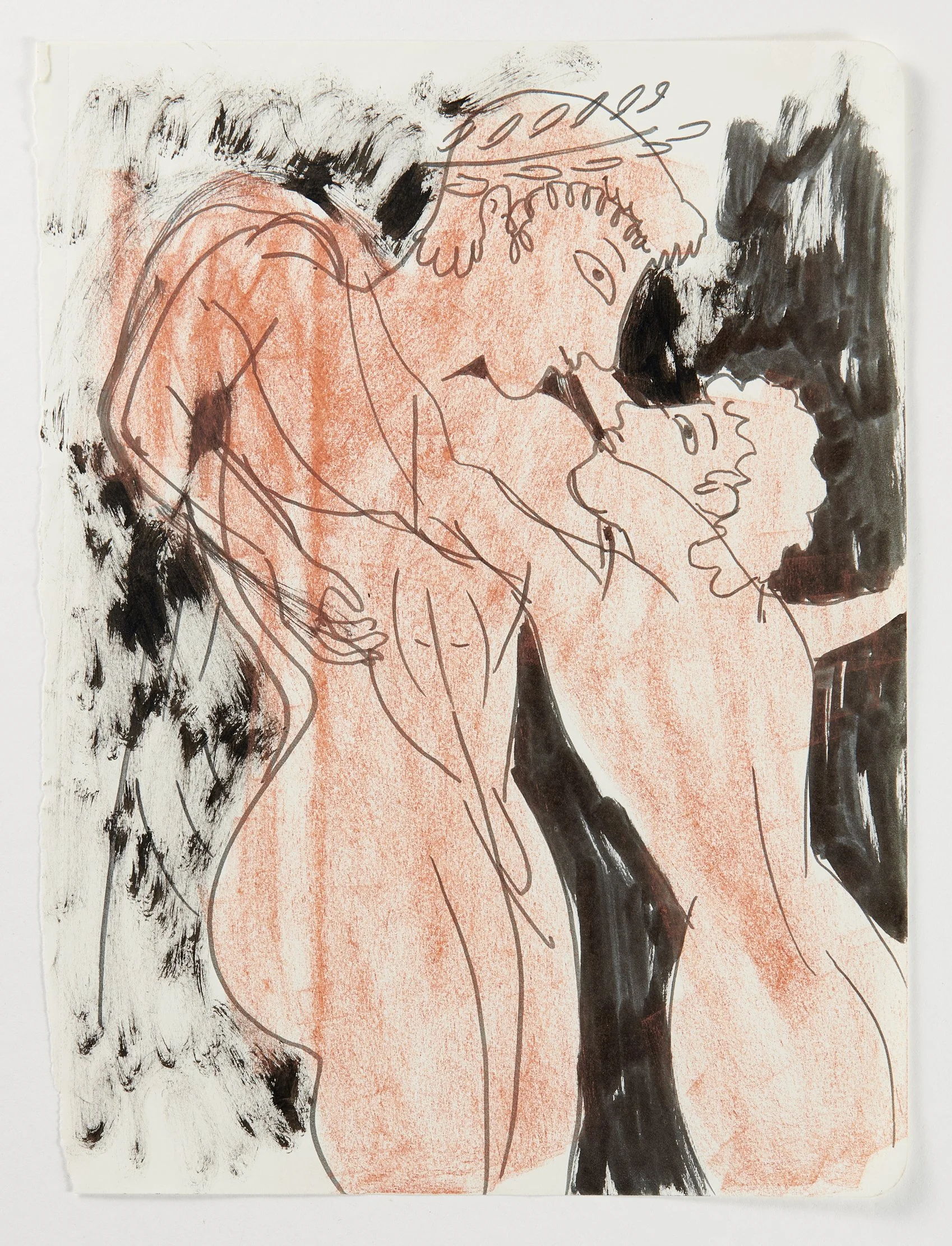 "Lovers" / 9"x12" / Ink and Crayon On Paper / 2020