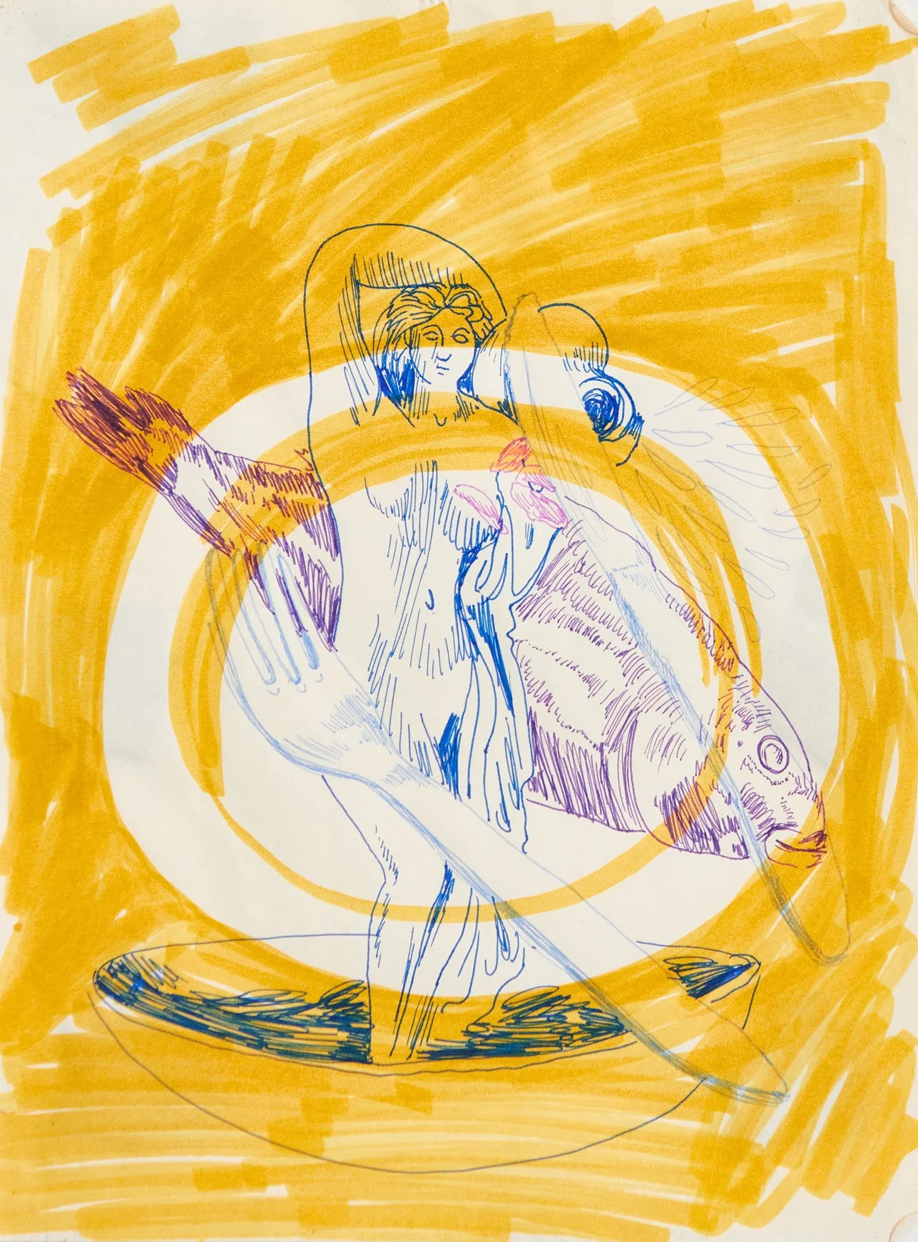 “Study in Greece 2” / 8.5”x11” / marker and pen on paper / 2019