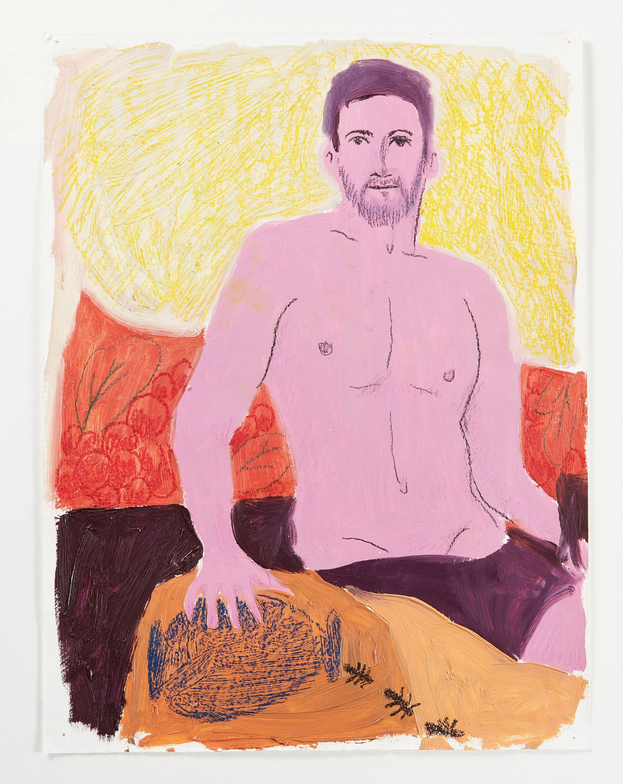"Self Portrait" / Acrylic paint, colored pencil, and china marker on paper / 8"x10" / 2019
