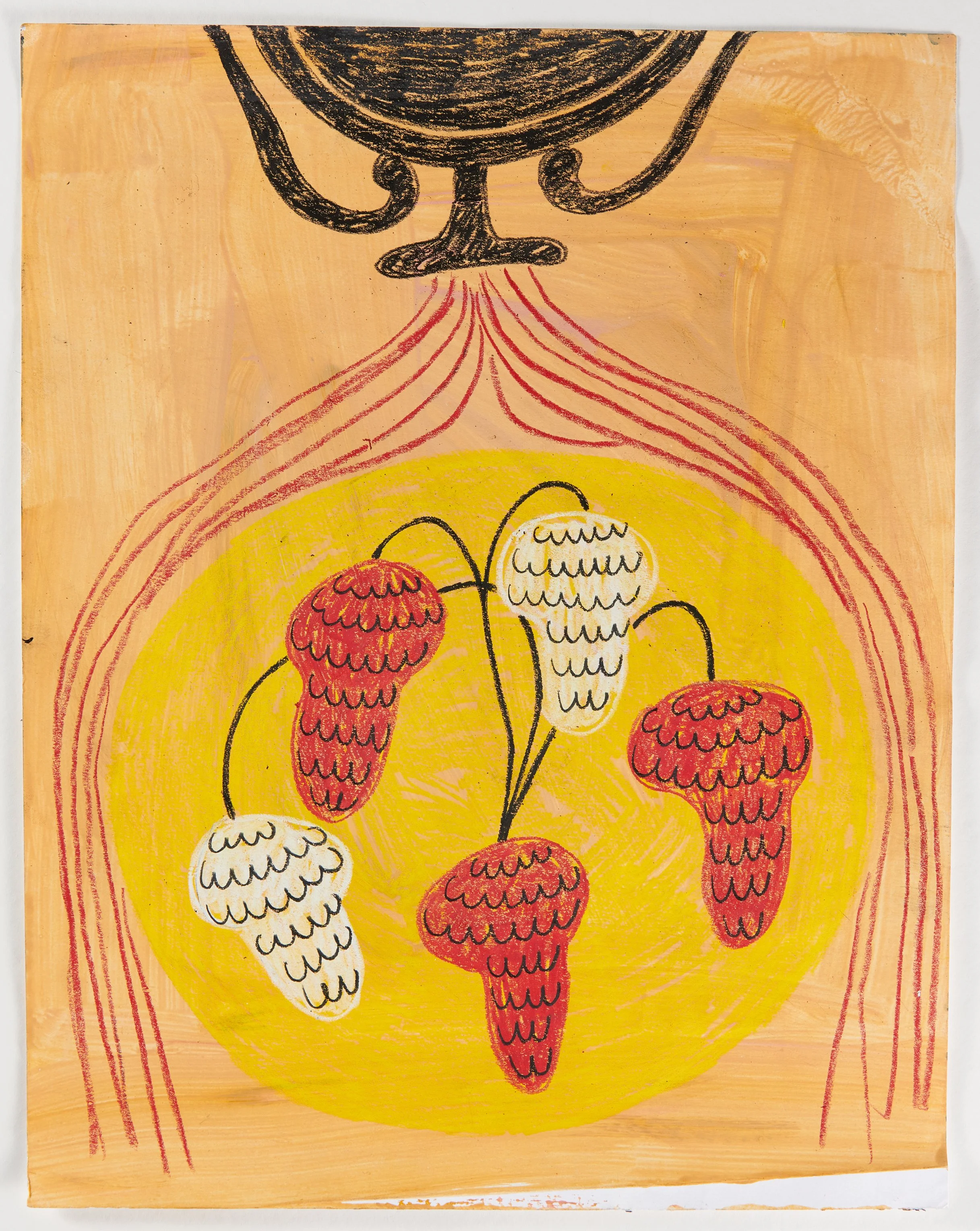 "Untitled Grapes" / 11"x 14" / Acrylic, Crayon, and China Marker On Paper / 2020