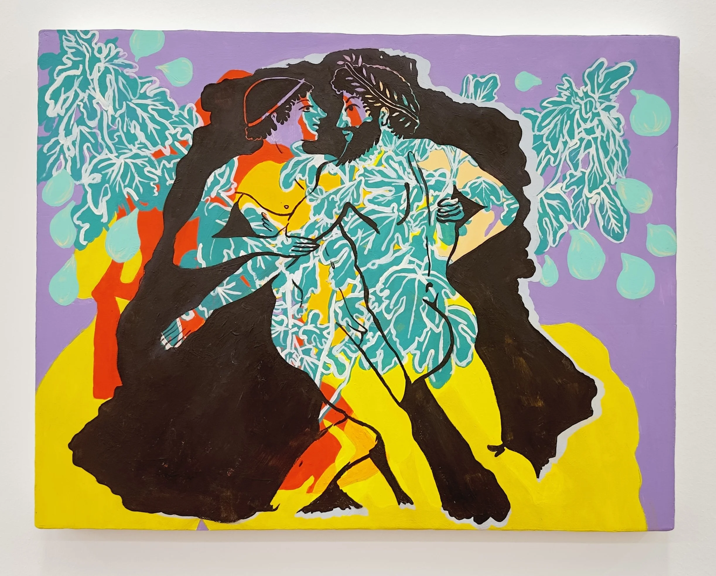 "Figs and Lovers" / 14"x11" / acrylic and gouache on panel / 2023