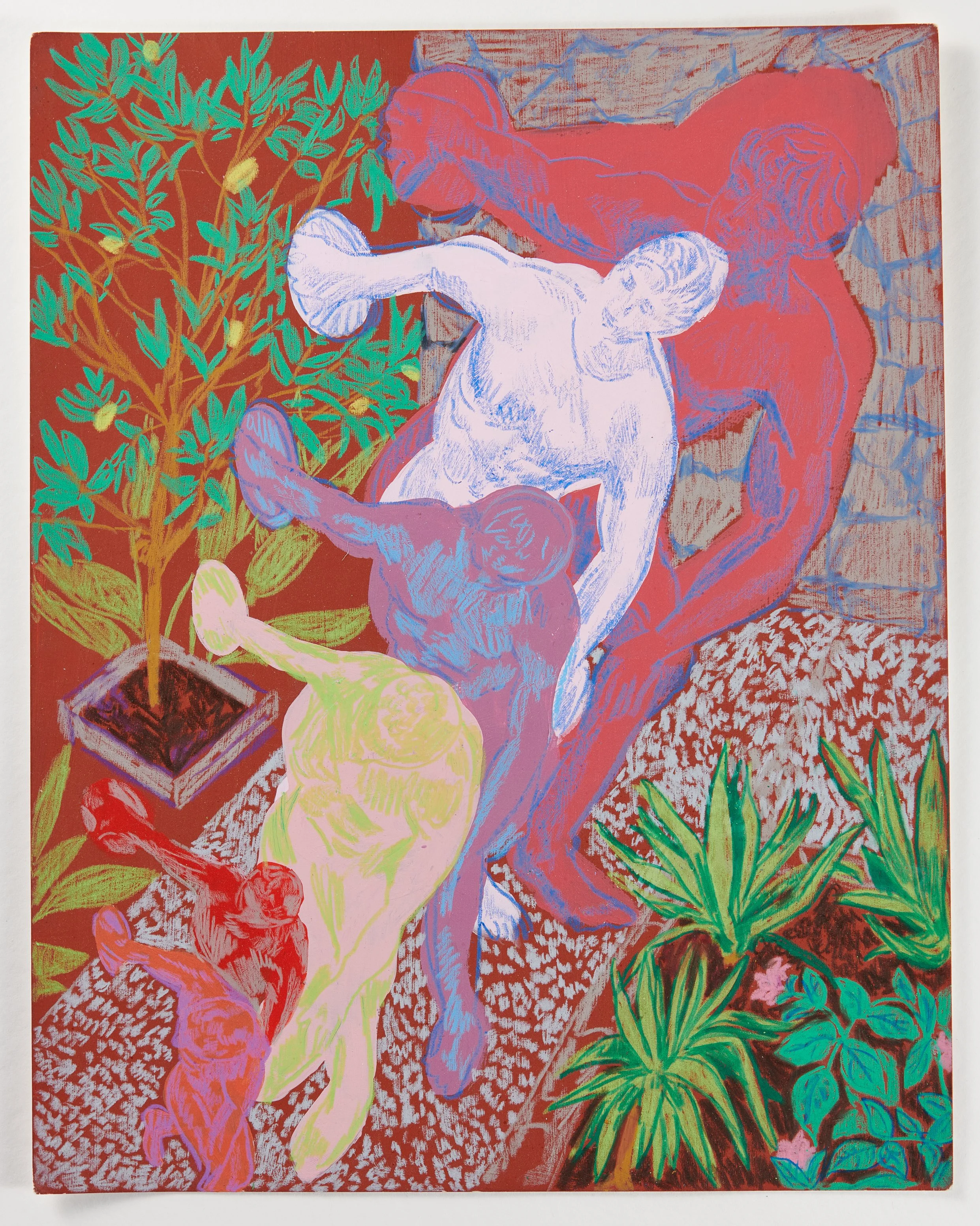 "Discus Thrower Study" / 9"x 12" / Acrylic, Colored Pencil, and Crayon on Paper / 2020