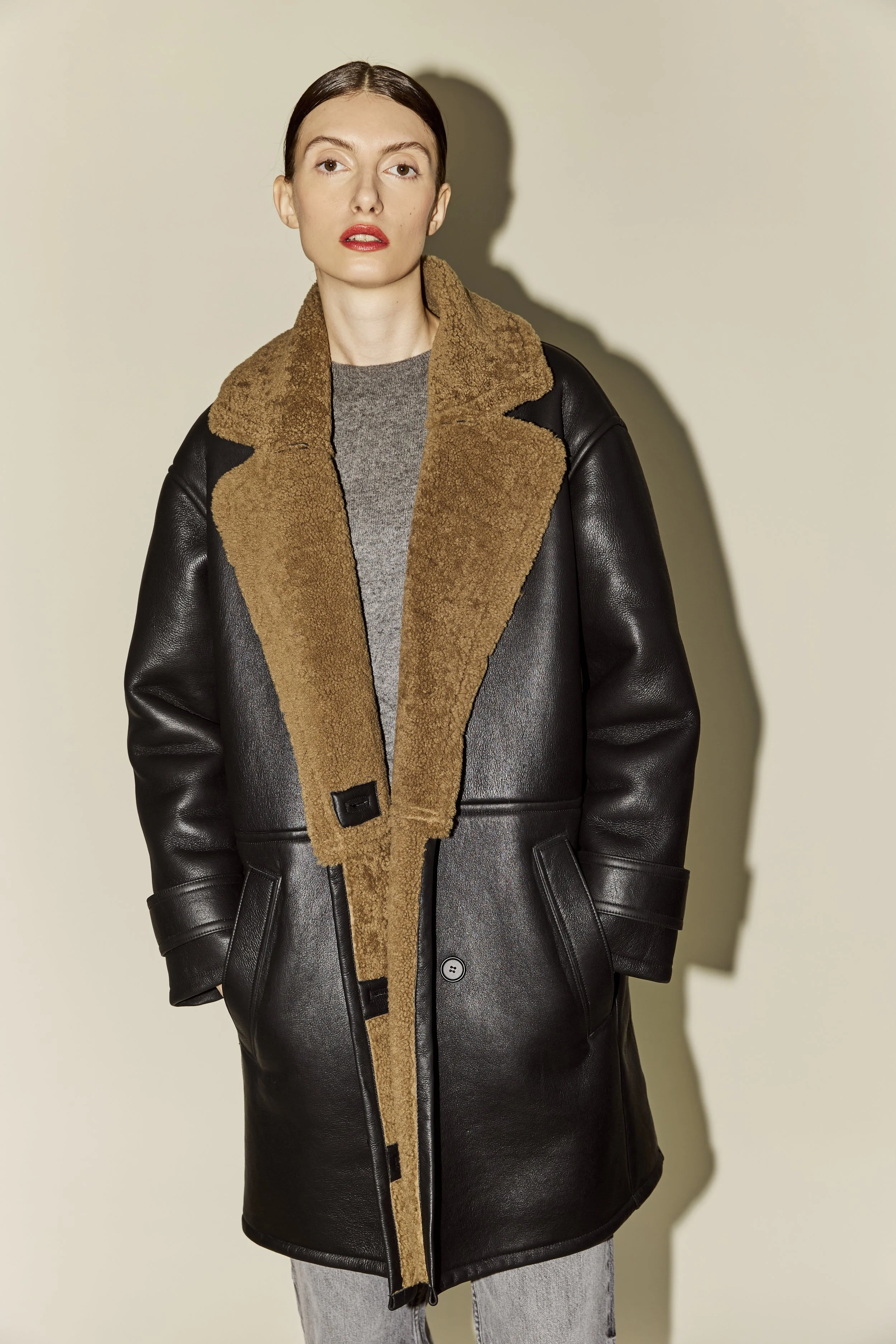 Veste Réversible Fourrure Lapin Et Cuir Inès Et Maréchal Taille 40/42 - TBE