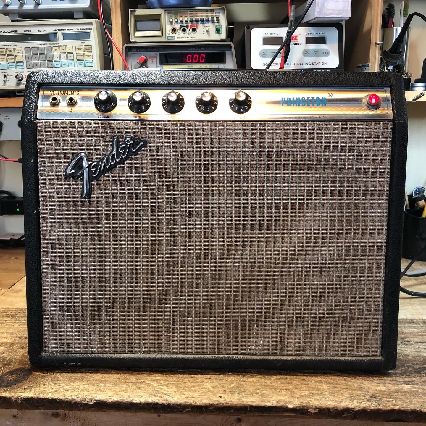 A fantastic 1974 Princeton. One owner! Just had an overhaul and sounds amazing. #bigcrunch #baltimore #amprepair #tubeamp #vintageamps #fender