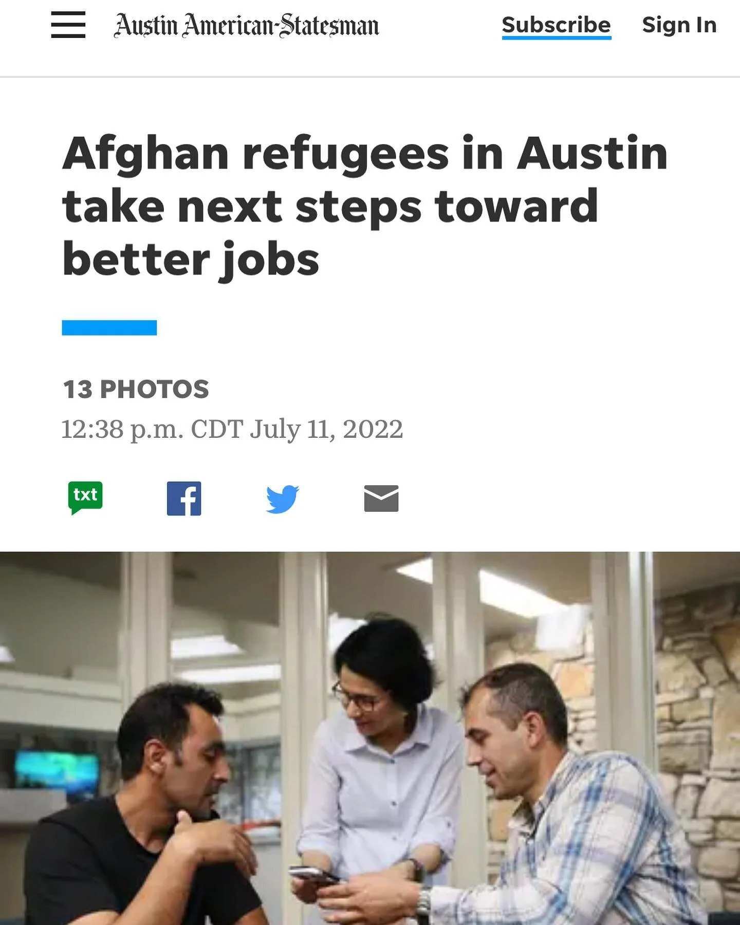 Check out our feature in the Austin American Statesman! 🤓🗞 Here is the link to the article: https://www.statesman.com/picture-gallery/news/2022/07/11/afghan-refugees-austin-take-next-steps-toward-better-jobs/7823805001/