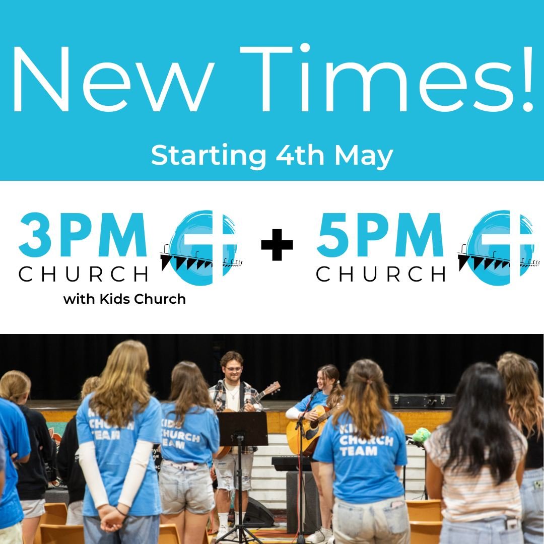 Starting this Sunday, we are changing our service times! 
Join us at Forster Public School at 3pm and 5pm, we would love to meet you.